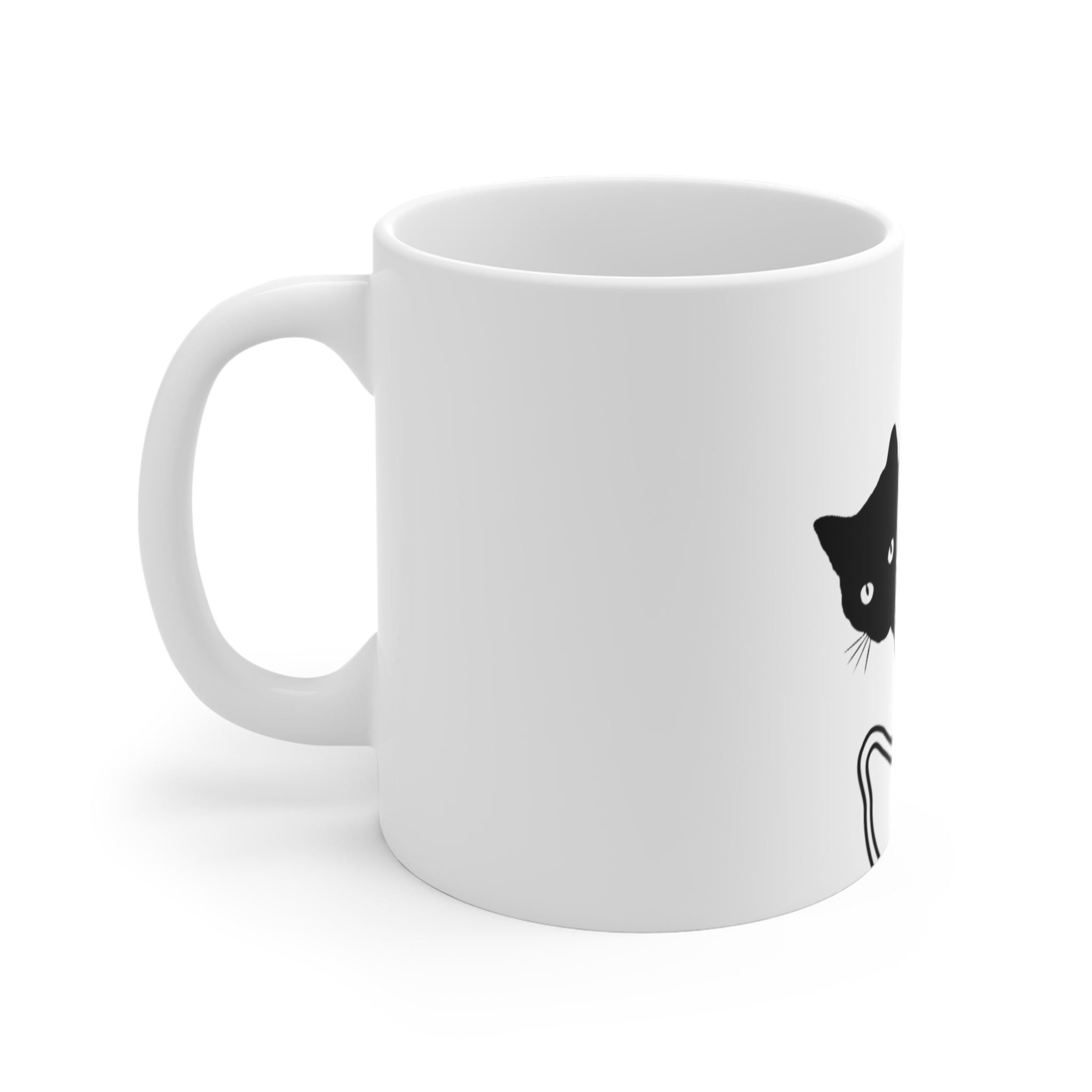 Cat Behind Wool Yarn Mug 11oz - Cute Kitty Coffee Cup, Tea Mug, Cat Lover Gift, Animal Pet Owner Present, Funny Kitten Drinkware