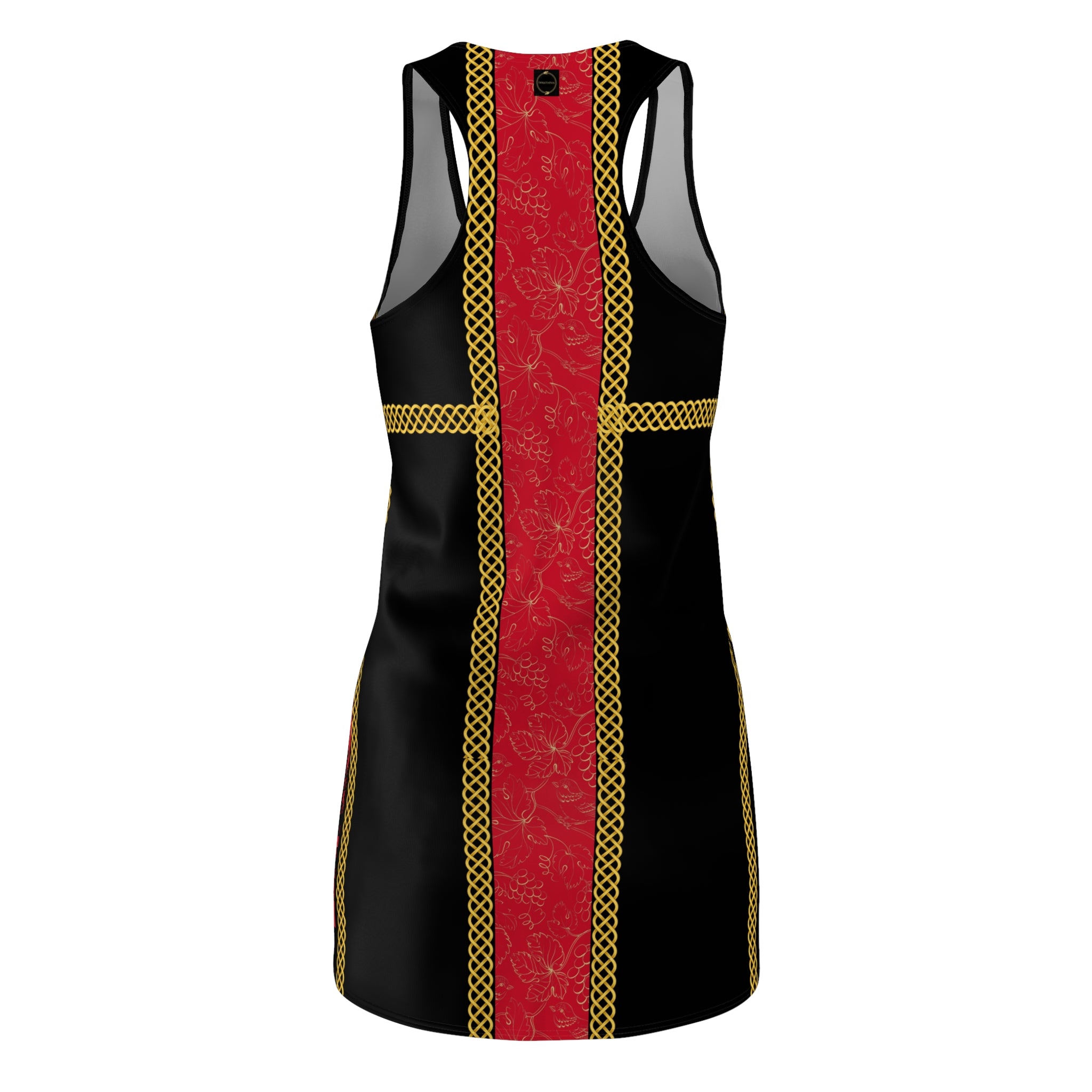 Fabled Fashion Red grape band with Celtic knot effect Black Women's Cut & Sew Racerback Dress (AOP)
