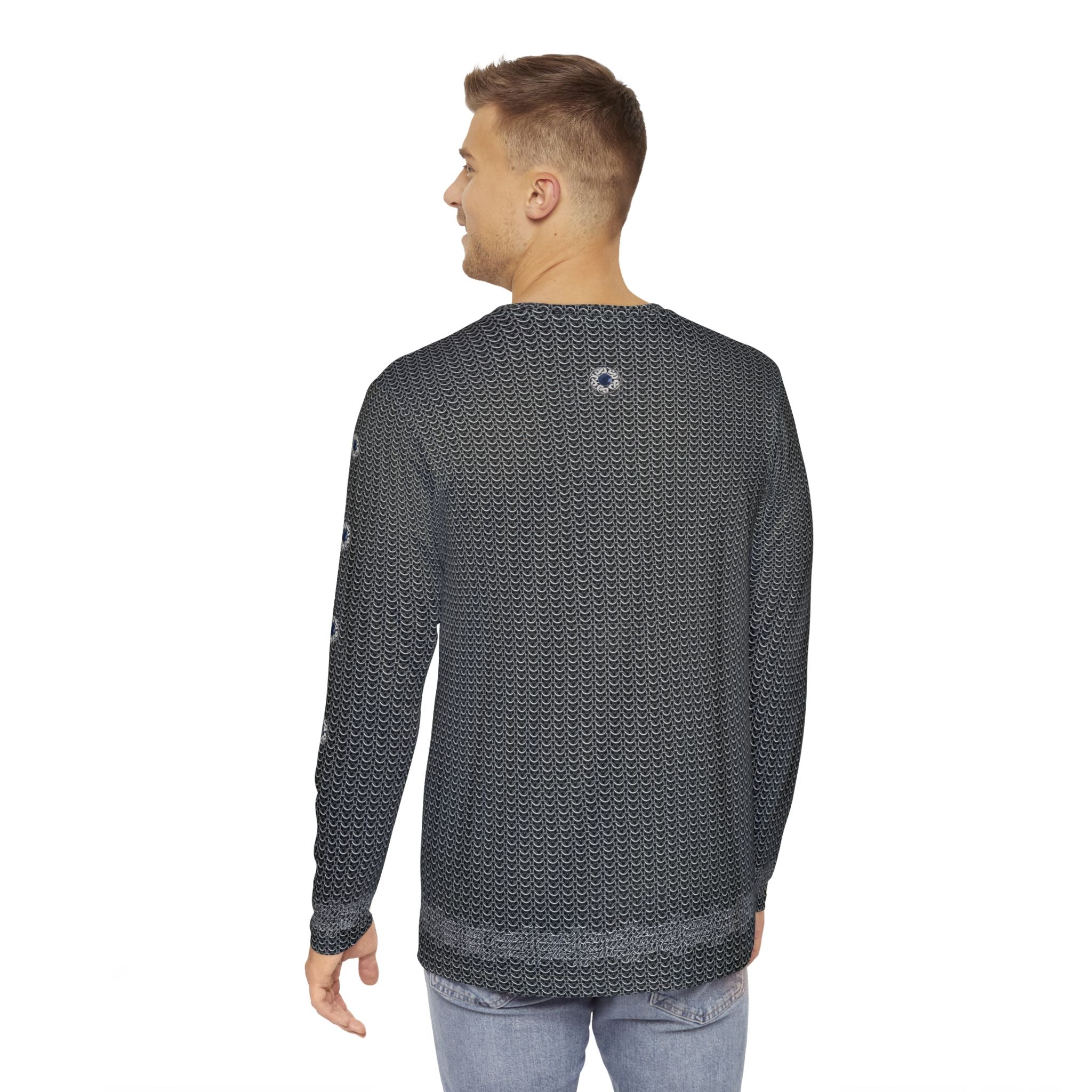 Fabled Fashion Men's Long Sleeve Chainmail effect AOP Shirt