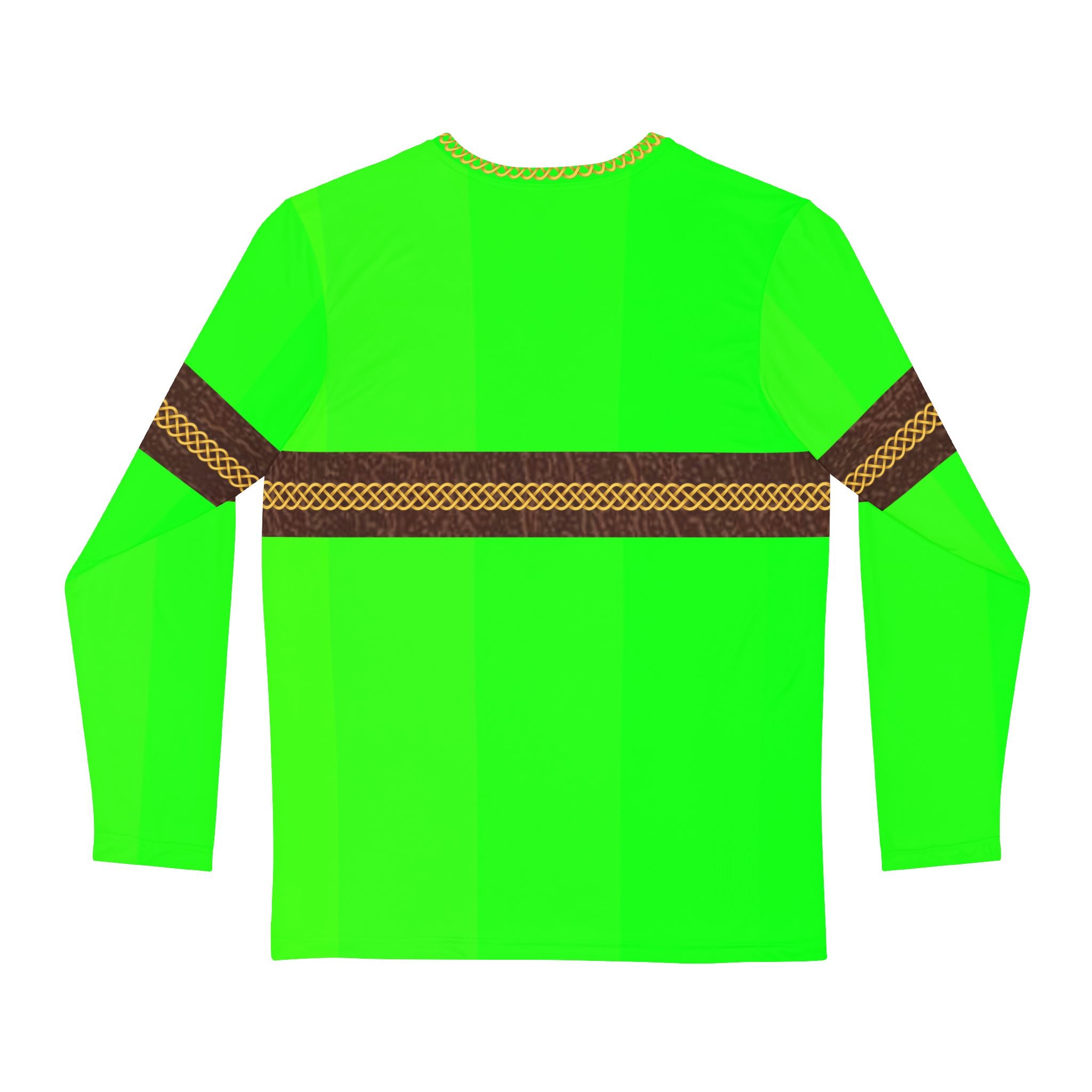 Fabled Fashion Men's Long Sleeve Hi Vis with Leather band and Celtic chain effect AOP Shirt