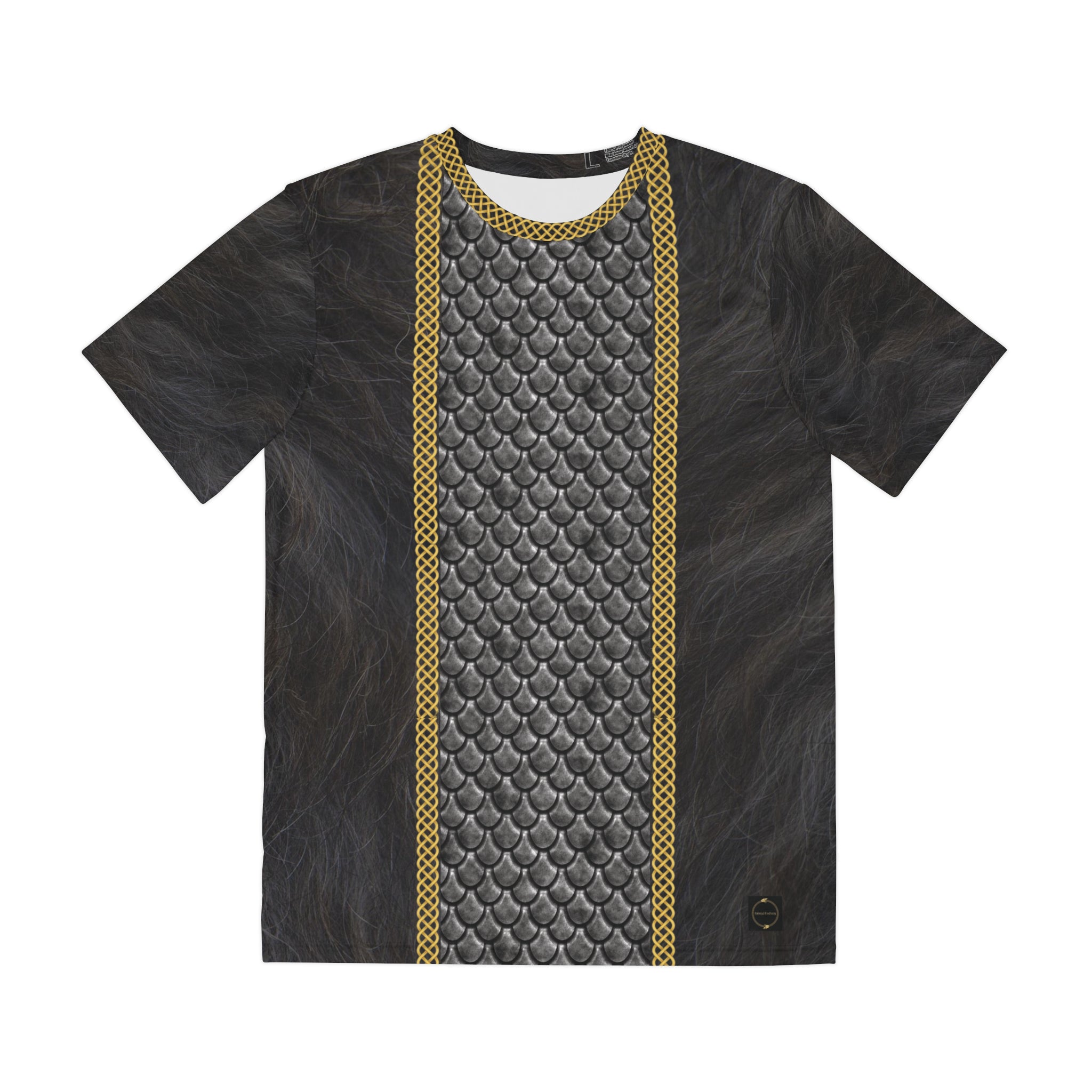 Fabled Fashion Nights Watch Black fur and scaled armour effect Men's Polyester Tee (AOP)