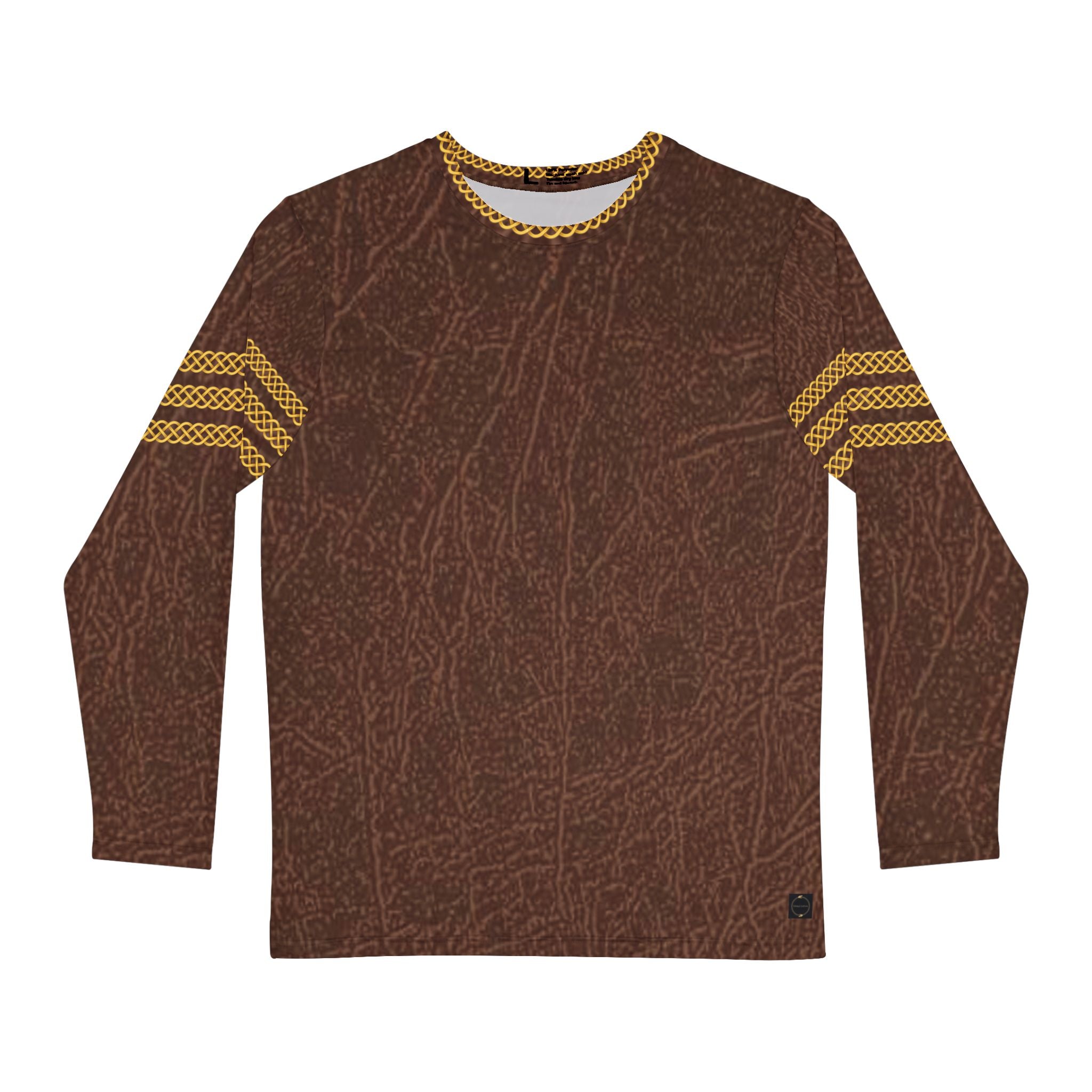 Fabled Fashion Men's Long Sleeve Triple Celtic chain Leather effect AOP Shirt