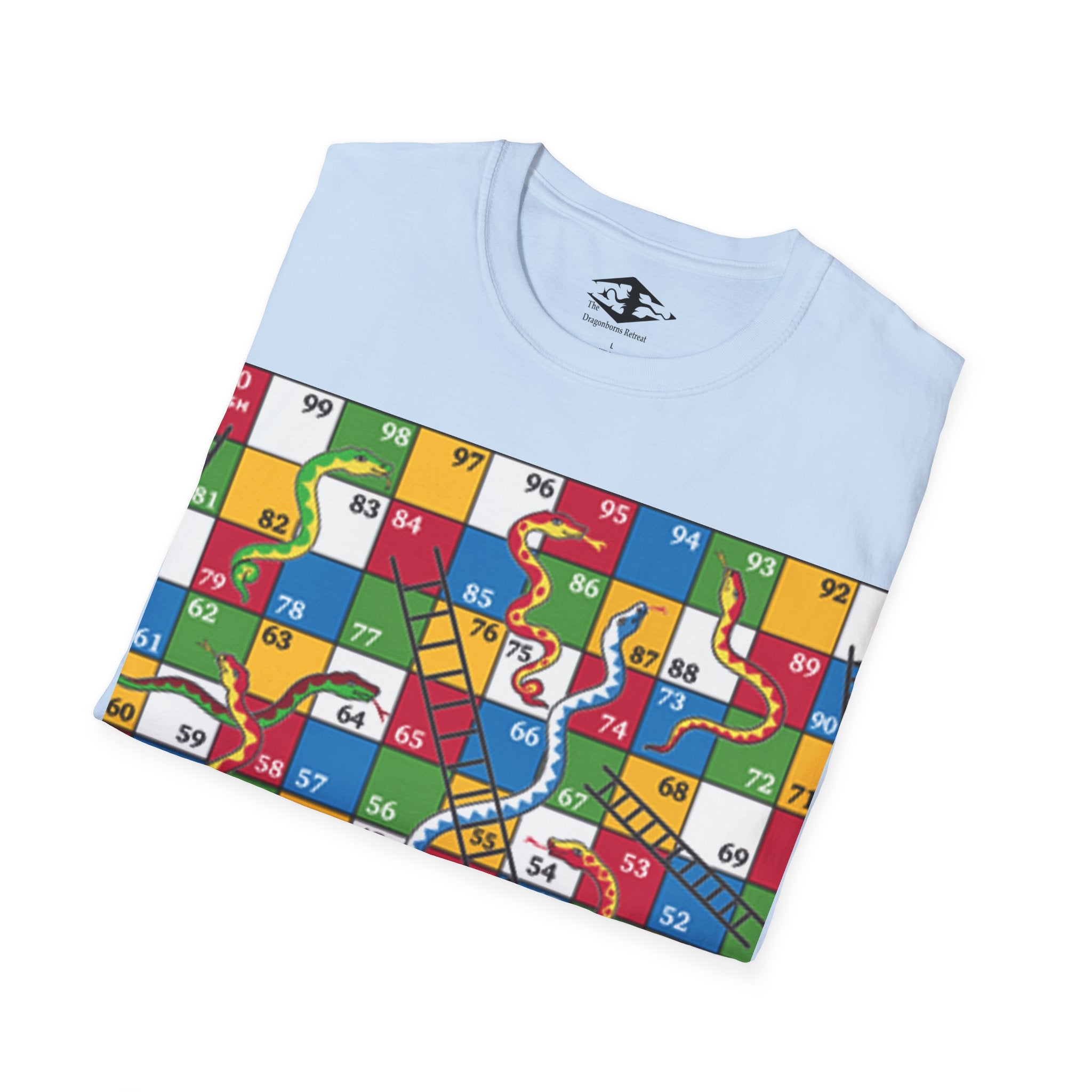 Travel Snakes and Ladders Board Unisex Softstyle T-Shirt (pieces not included)