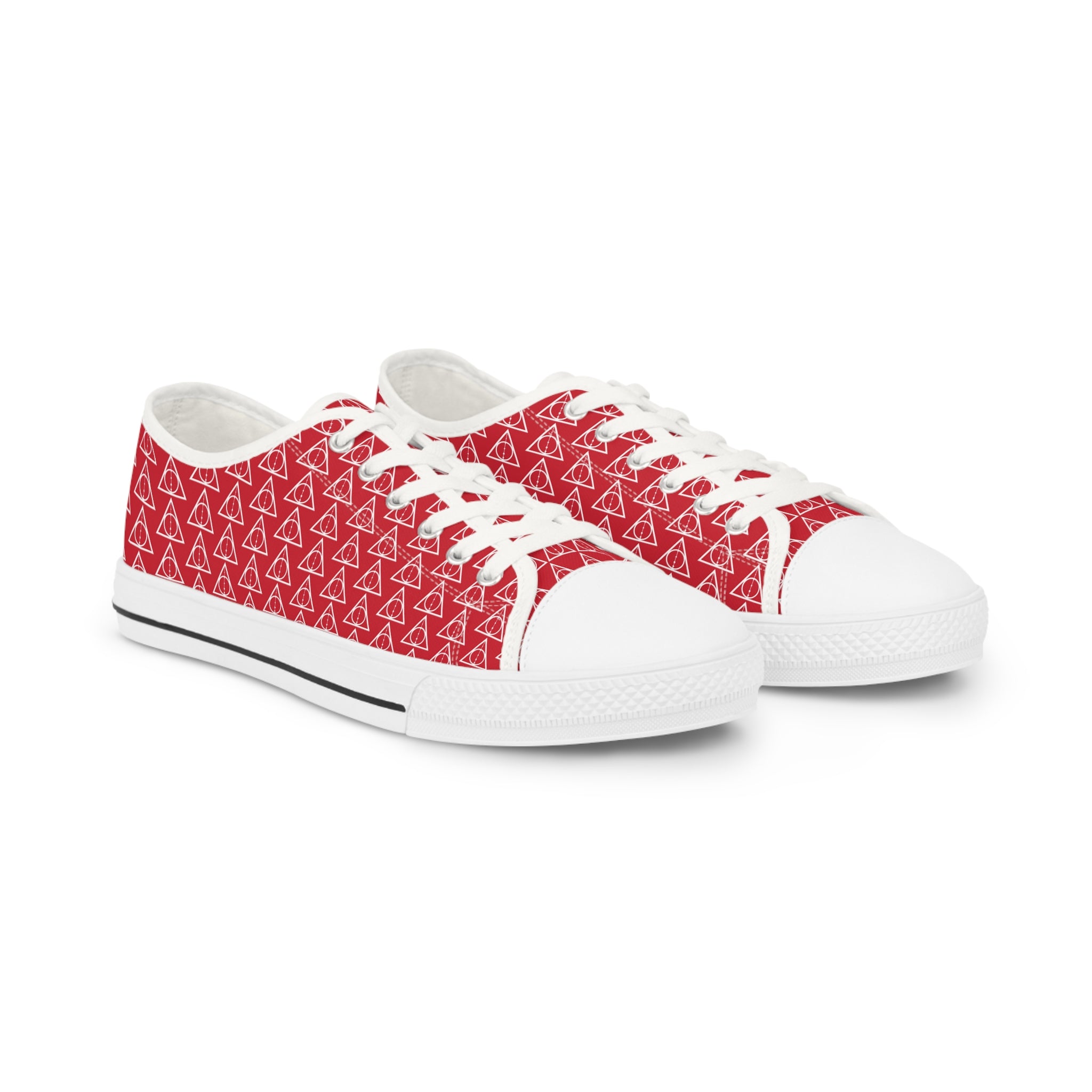 Harry Potter inspired Deathly Hallows logo Men's Low Top Sneakers Red