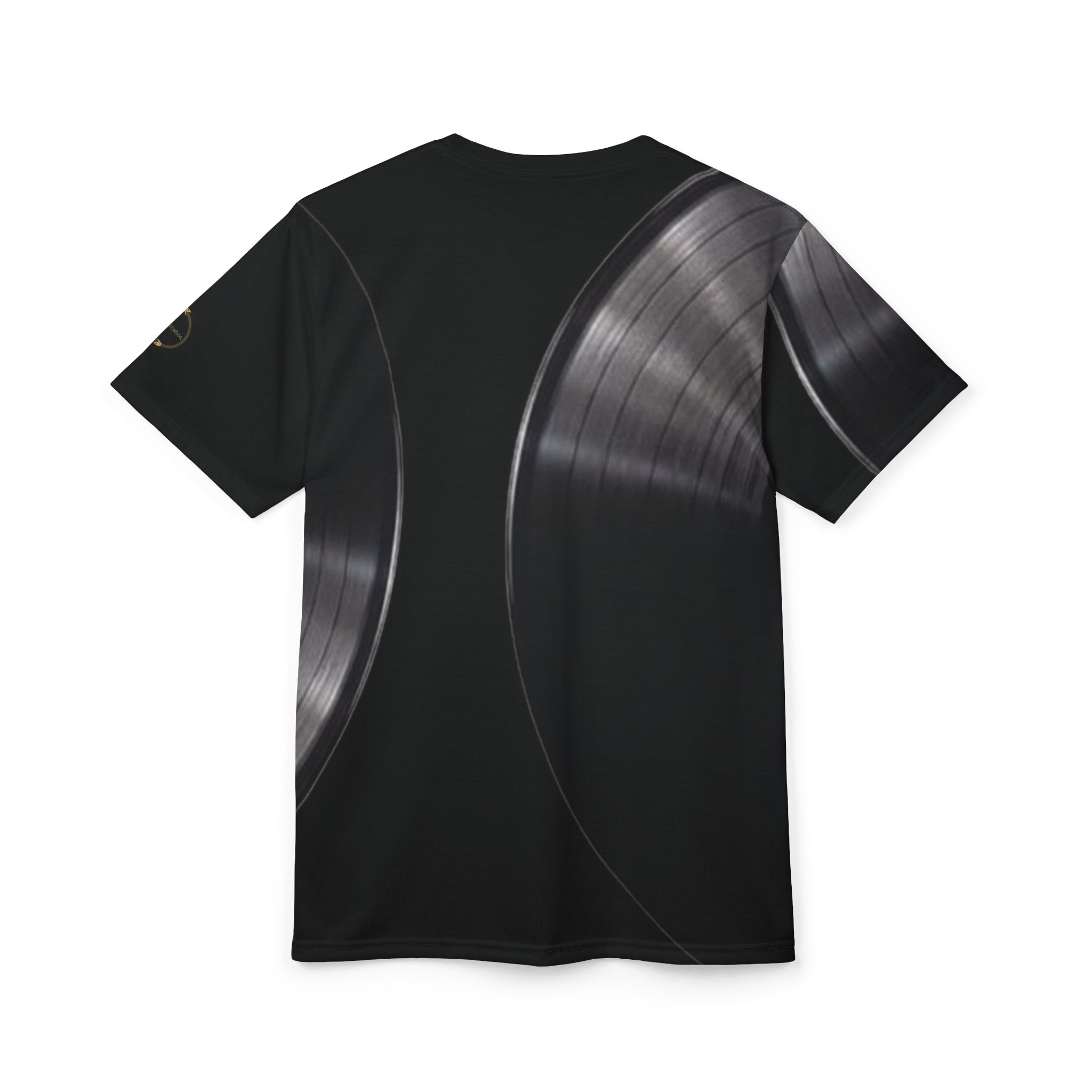 Fabled Fashion Vinyl Record design Unisex Cut & Sew Tee (AOP) Black