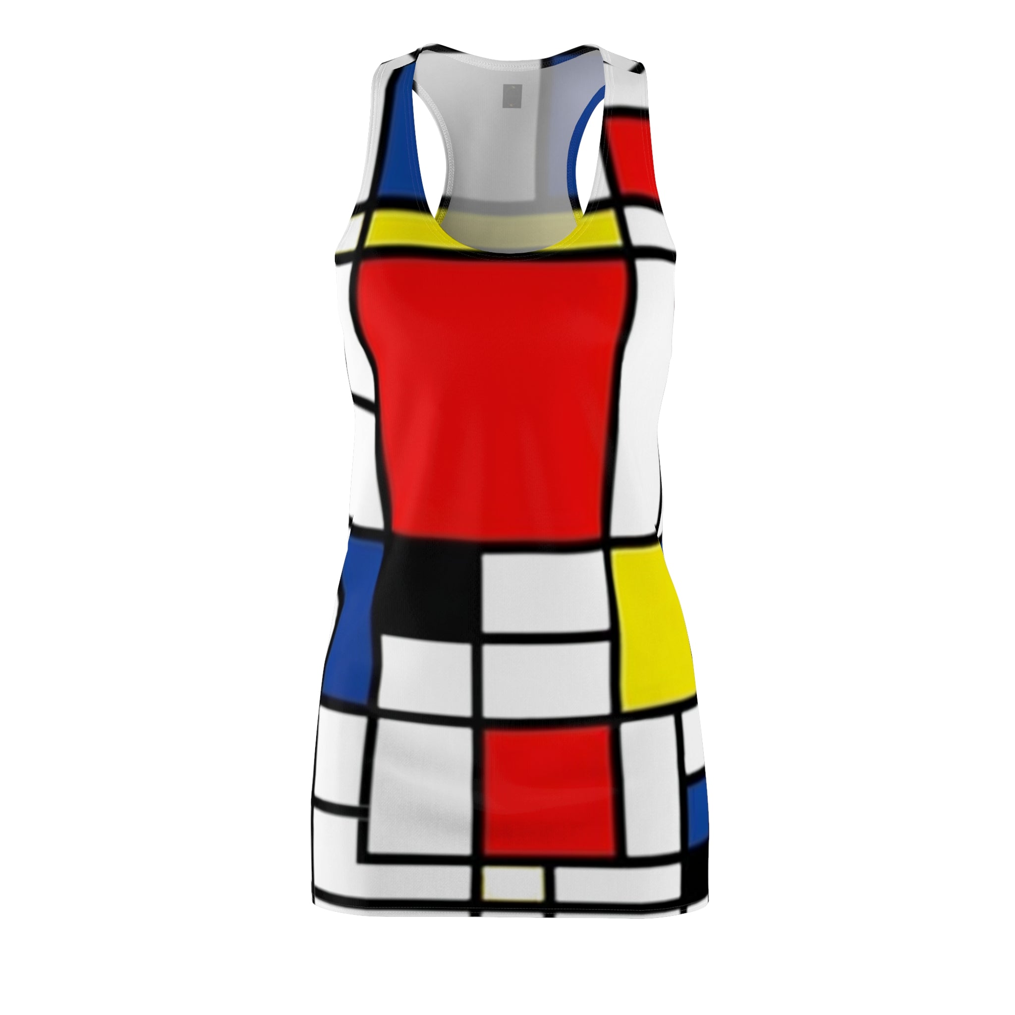 Fabled Fashion Piet Mondrian pattern Women's Cut & Sew Racerback Dress (AOP) inspired by Vivian in Pretty Wom
