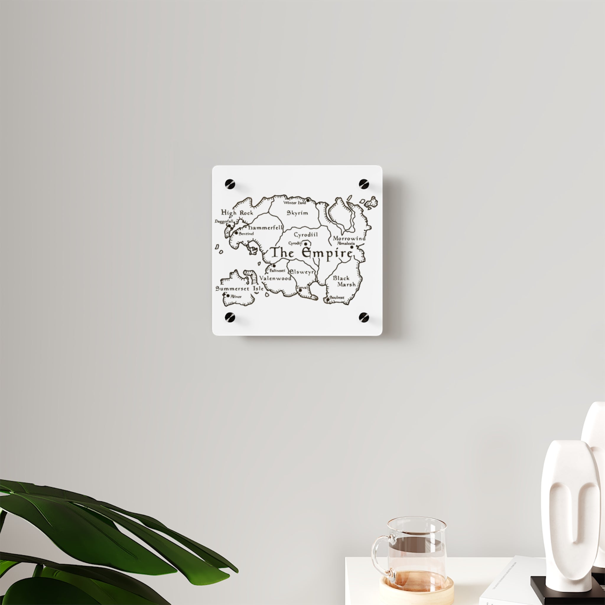 Tamriel map Dragonborn Skyrim Acrylic Wall Art Panels