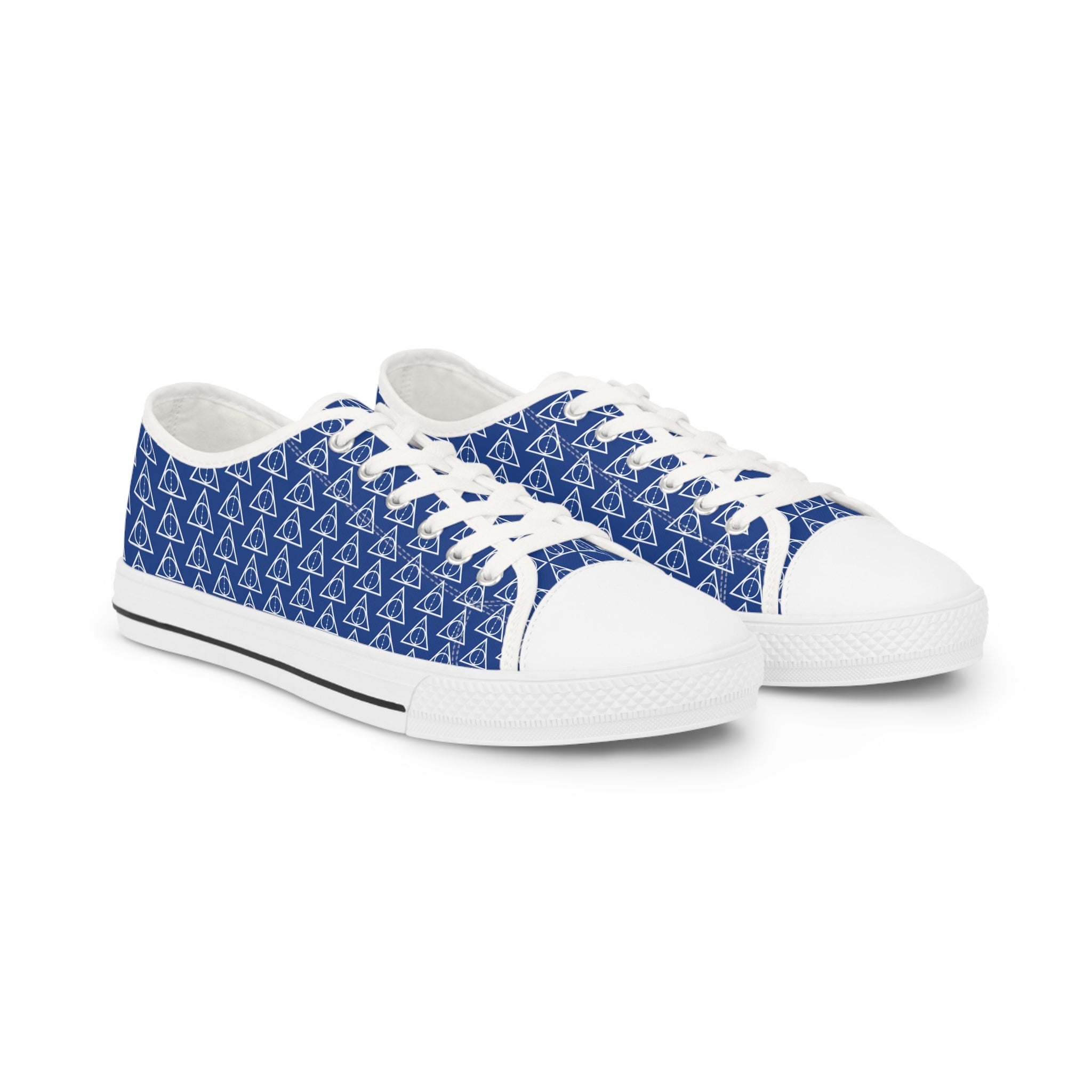Harry Potter inspired Deathly Hallows logo Men's Low Top Sneakers Navy Blue