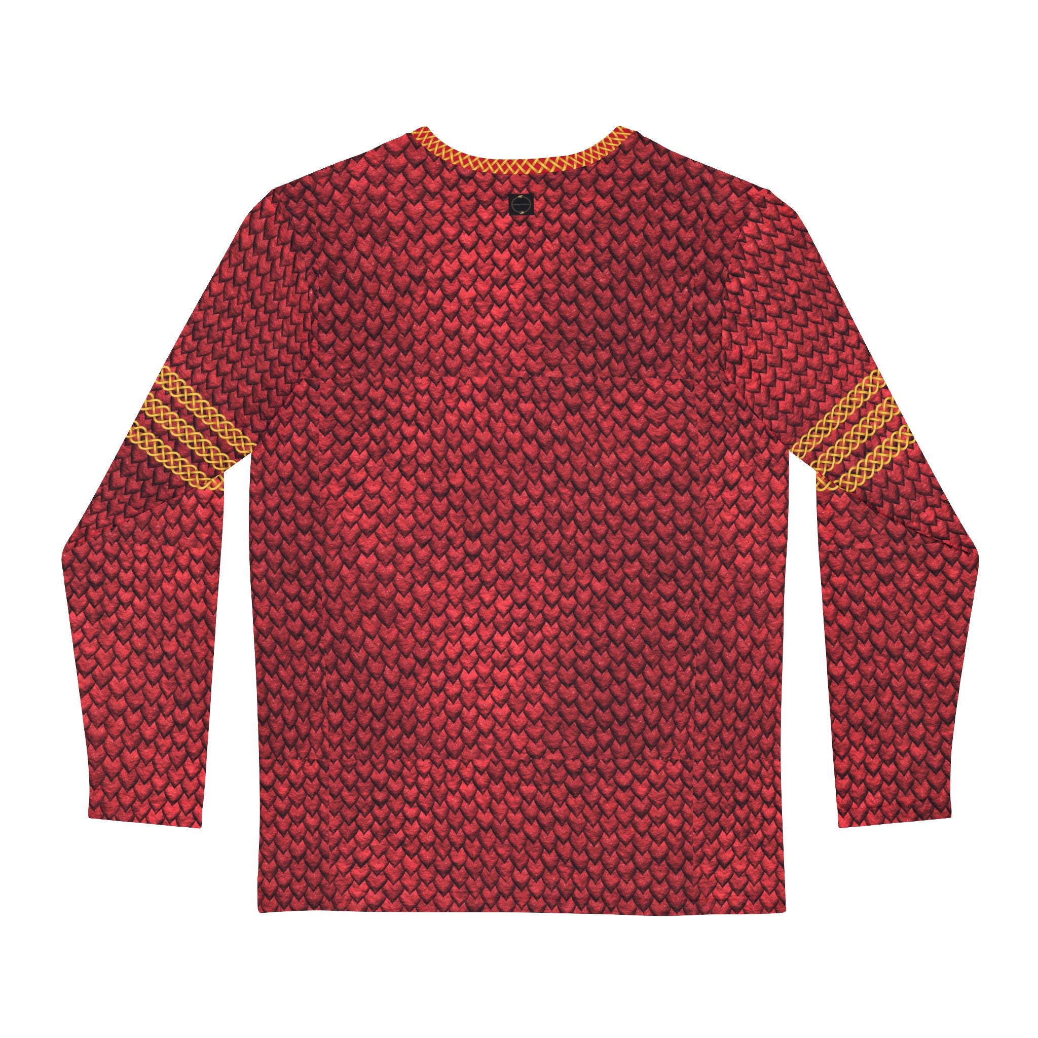 Fabled Fashion Men's Long Sleeve Red Dragon skin with celtic chain effect AOP Shirt