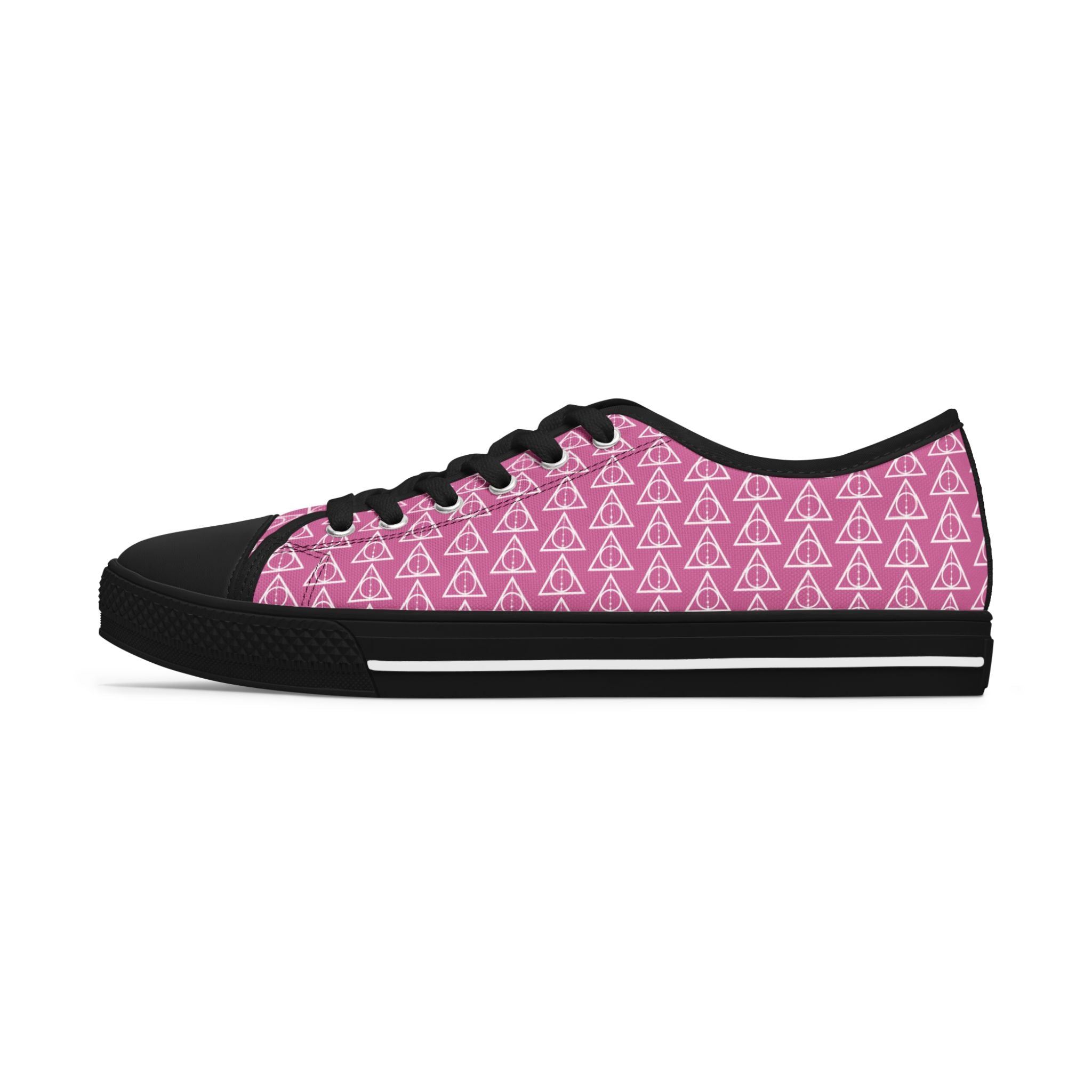 Harry Potter inspired Deathly Hallows Logo Women's Low Top Sneakers Light Pink