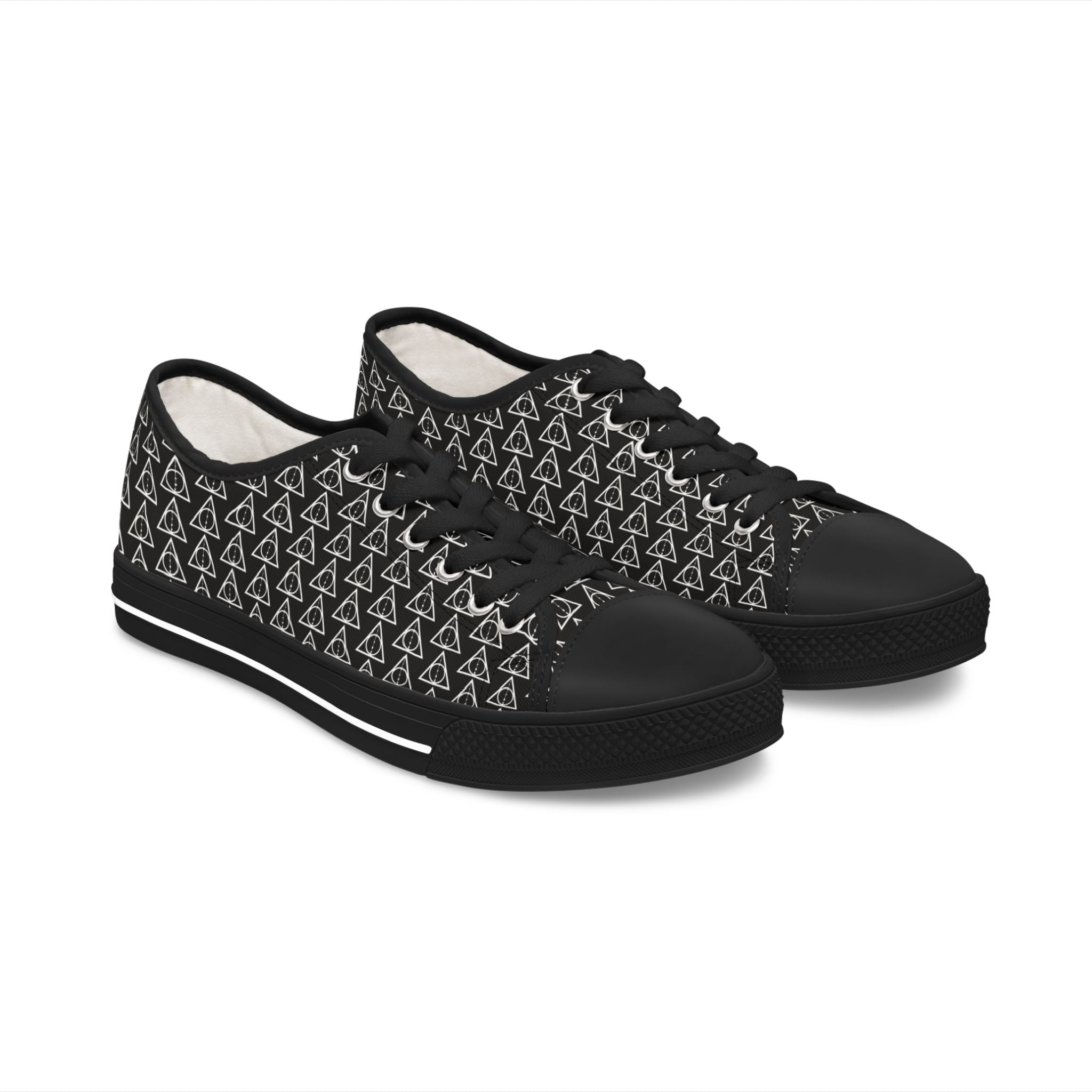 Harry Potter inspired Deathly Hallows Logo Women's Low Top Sneakers (Purple)