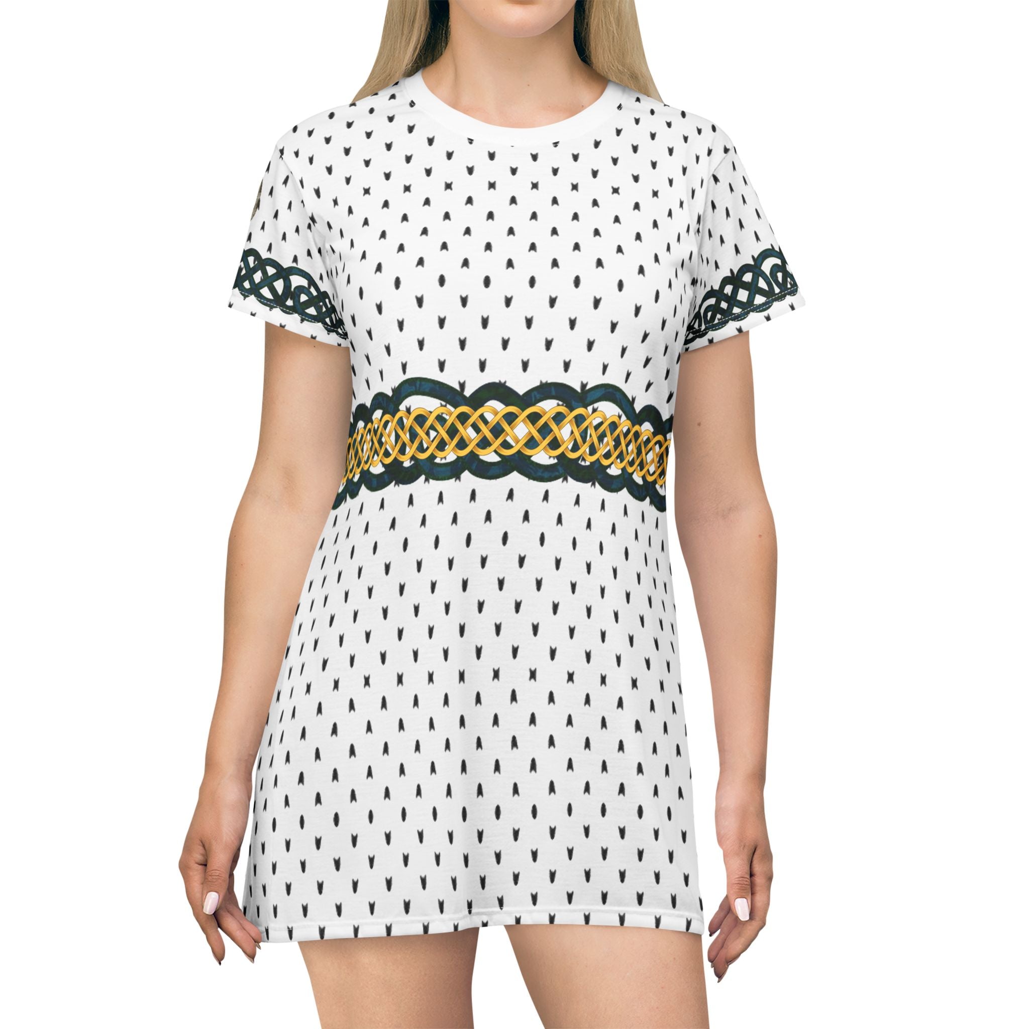 Fabled Fashion Celtic knot Ermine Medieval fashion All Over Print T-Shirt Dress