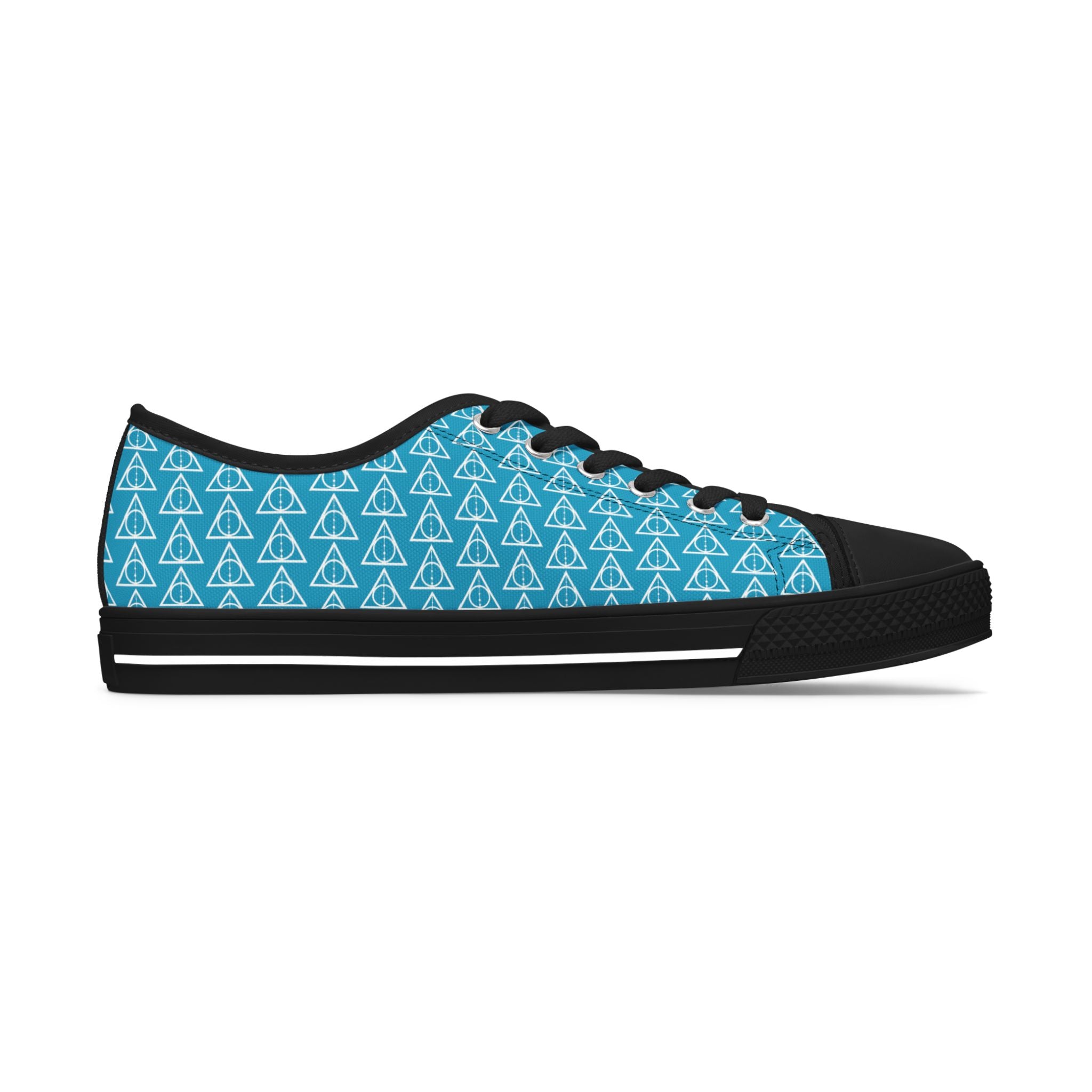 Harry Potter inspired Deathly Hallows Logo Women's Low Top Sneakers Turquoise Blue