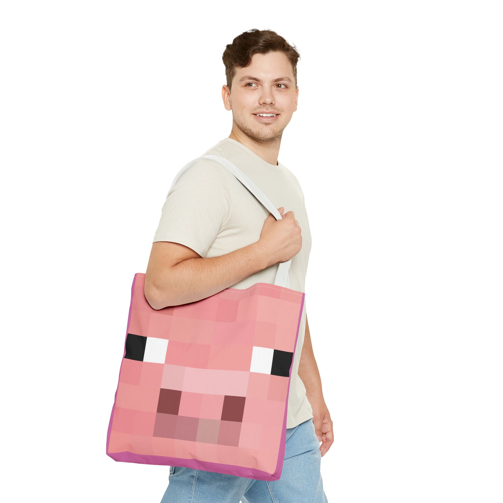 Minecraft inspired Pig Tote Bag (AOP) Perfect for  Halloween