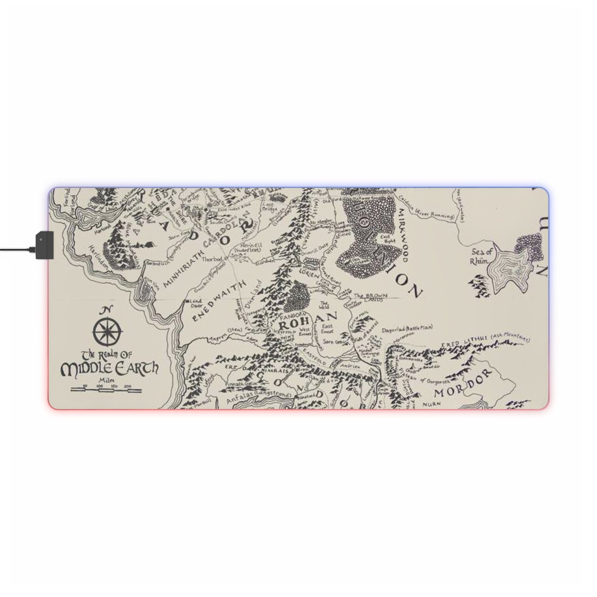 Lord of the rings inspired Middle Earth LED Gaming Mouse Pad