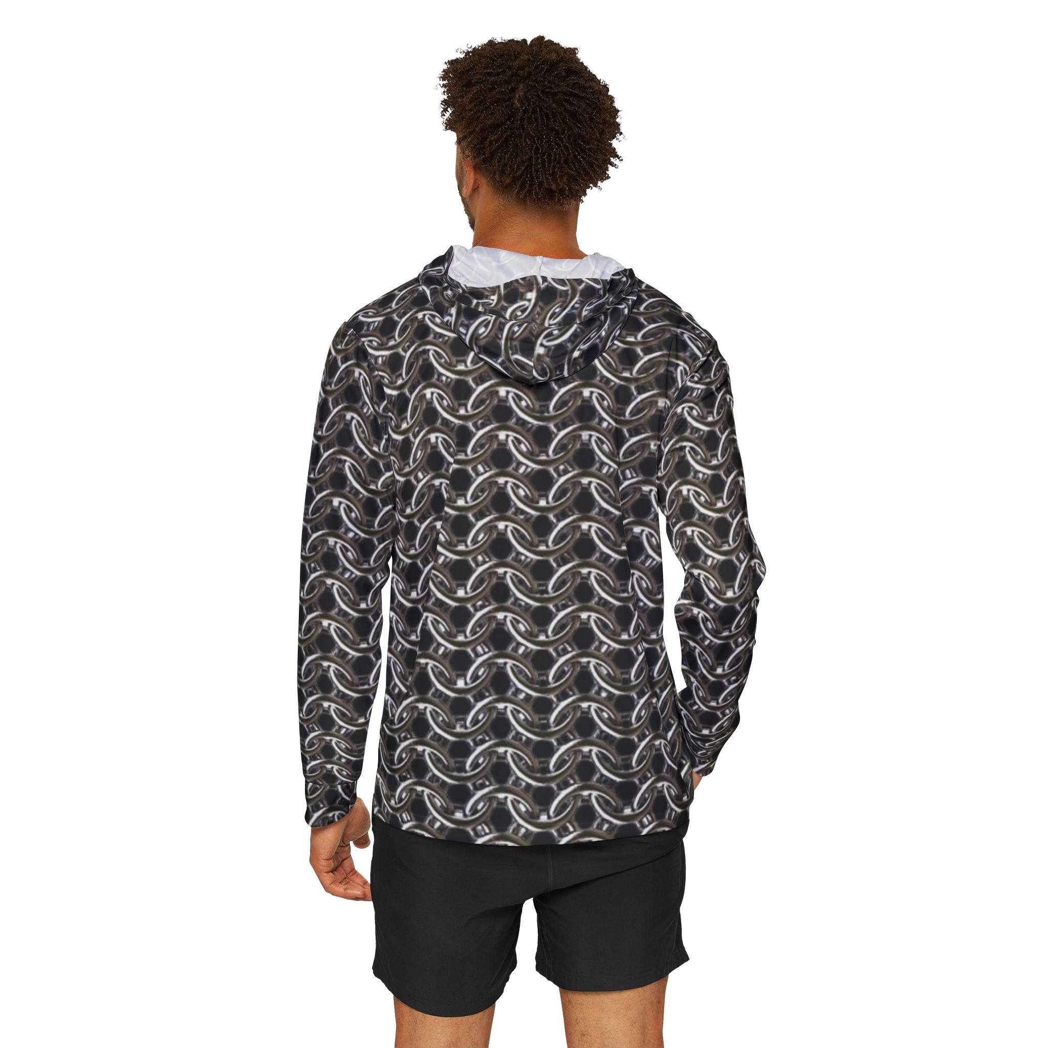 Chainmail Pattern Hoodie — Medieval Armor Print Men's Warmup Hoodie