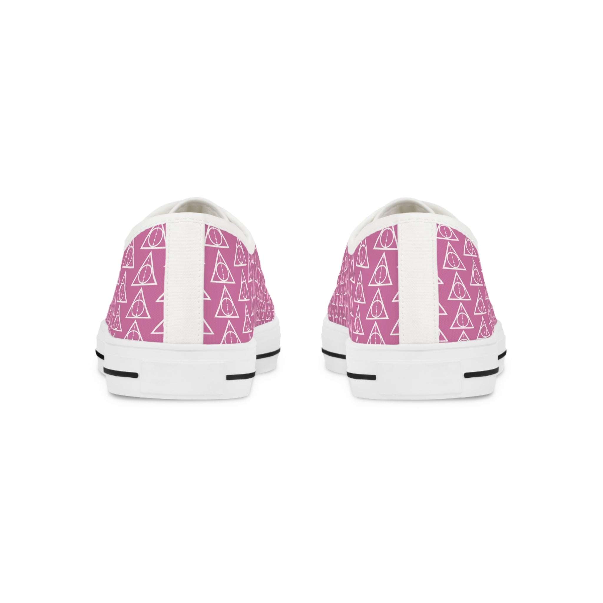 Harry Potter inspired Deathly Hallows logo Men's Low Top Sneakers Light Pink