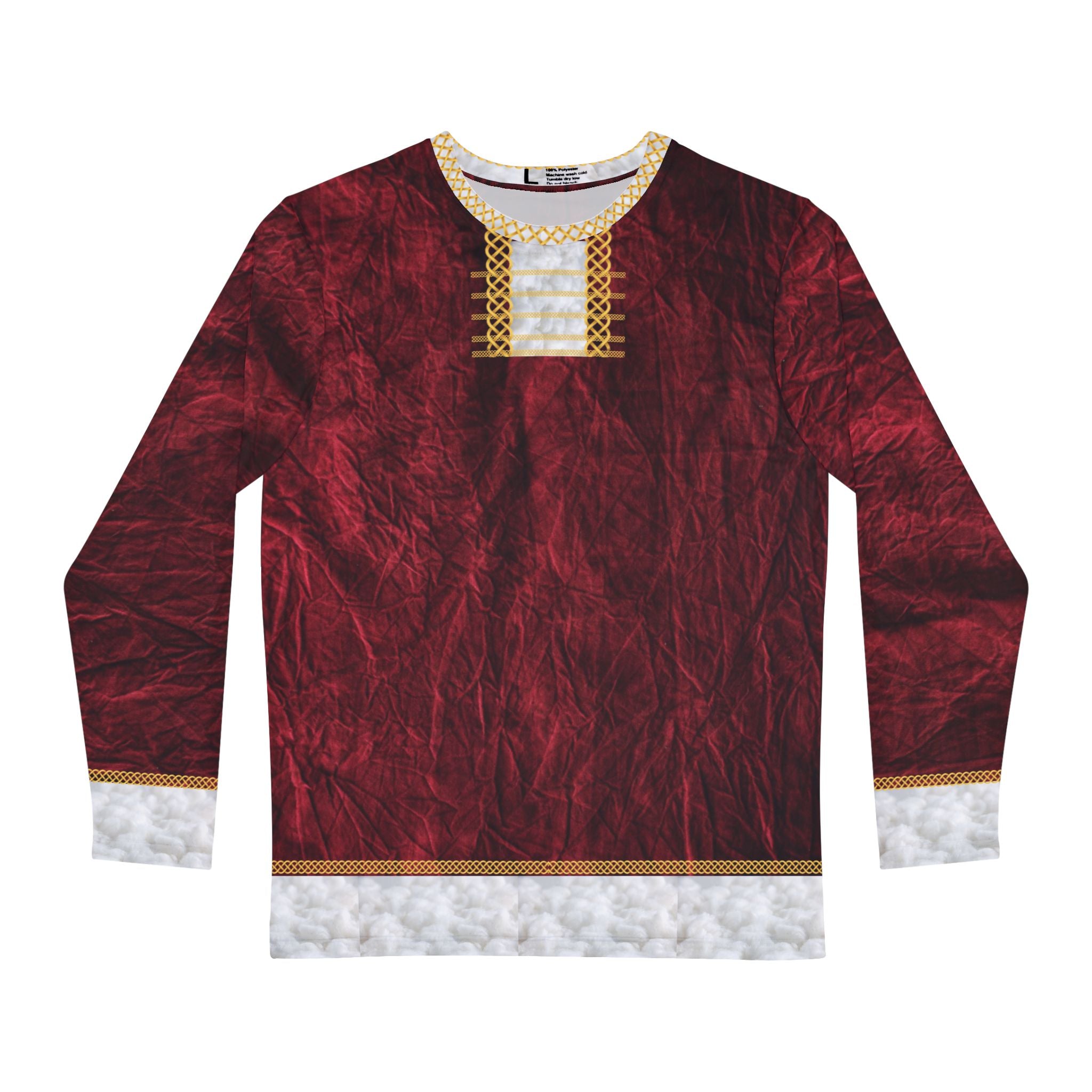 Fabled Fashion Men's Long Sleeve Celtic knot effect Santa Clause Christmas AOP Shirt