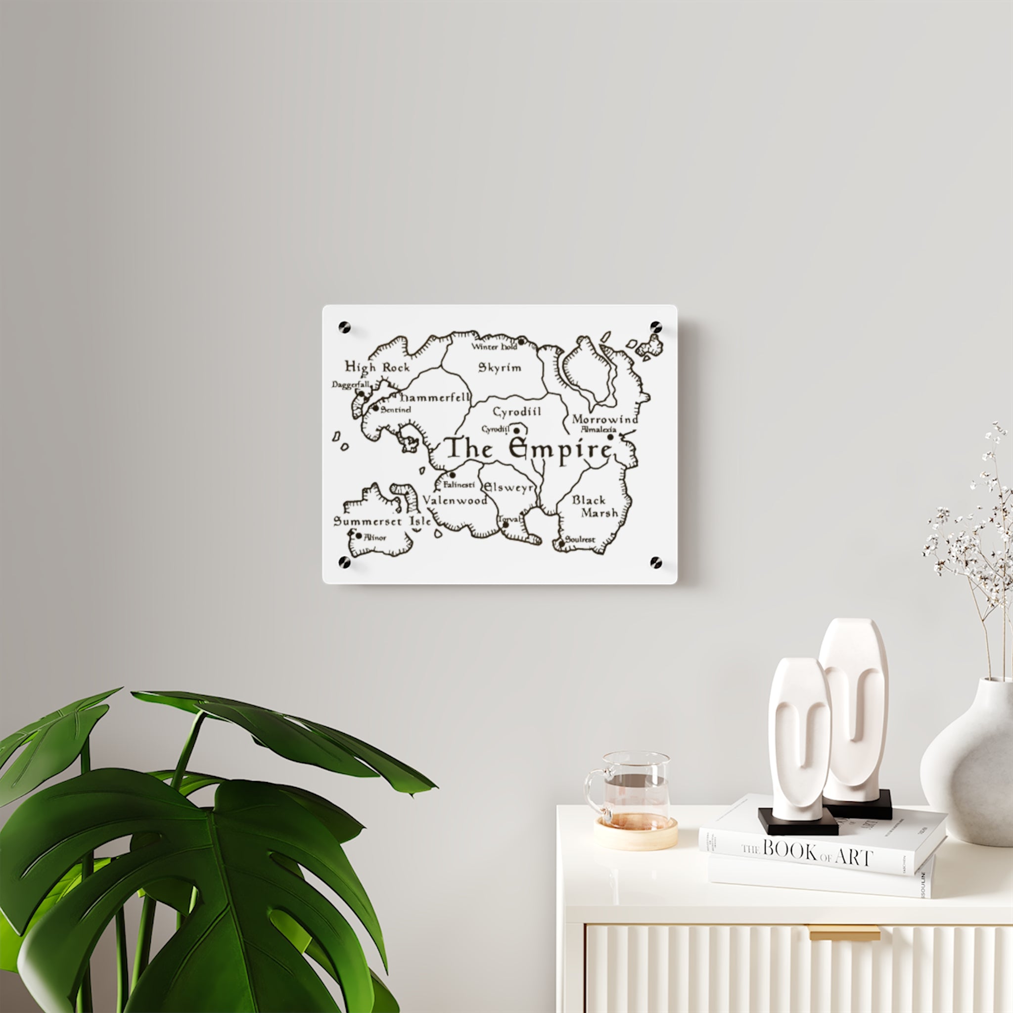 Tamriel map Dragonborn Skyrim Acrylic Wall Art Panels