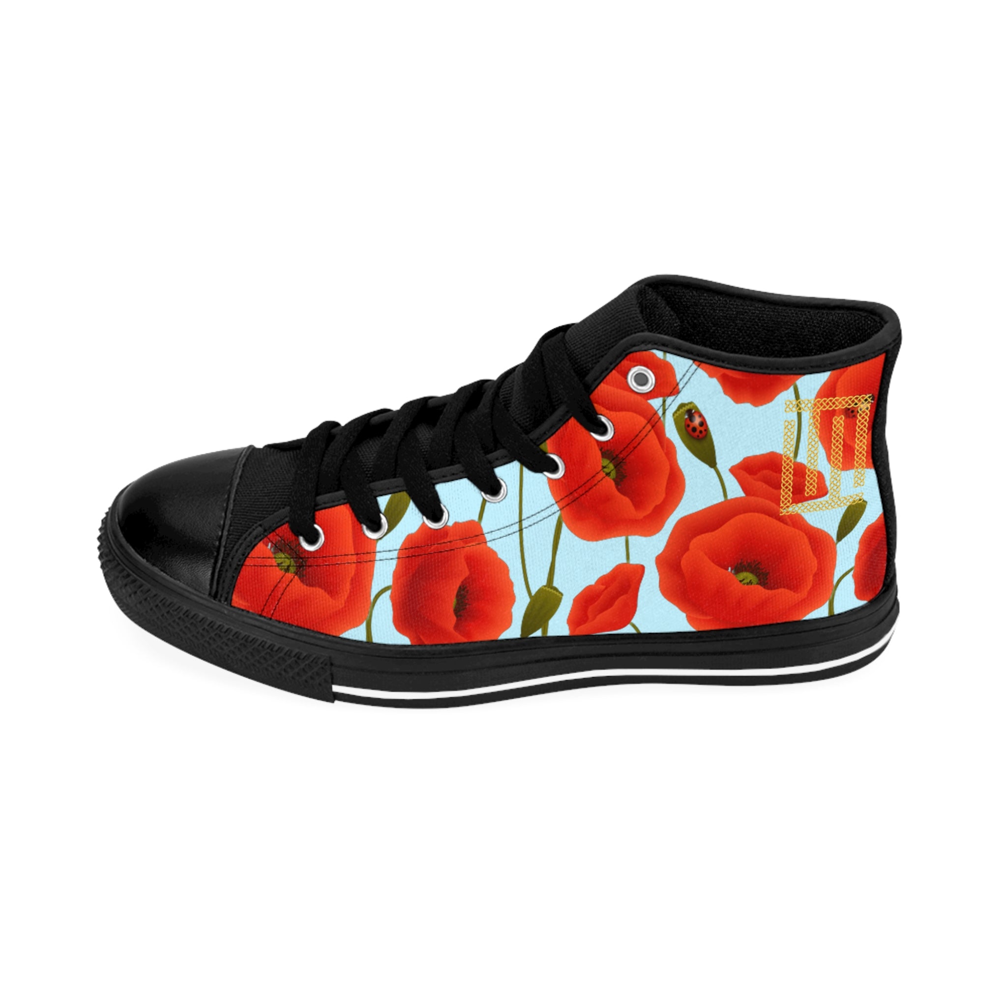 Fabled Fashion Poppies on Blue Women's Classic Sneakers