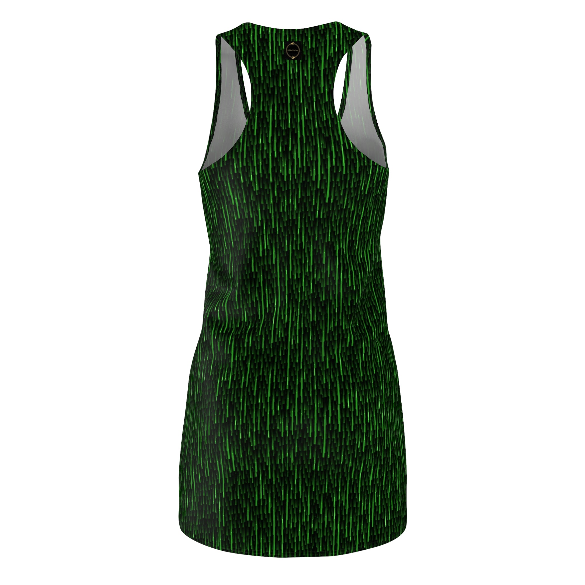 Fabled Fashion Black and green Matrix Code Women's Cut & Sew Racerback Dress (AOP)
