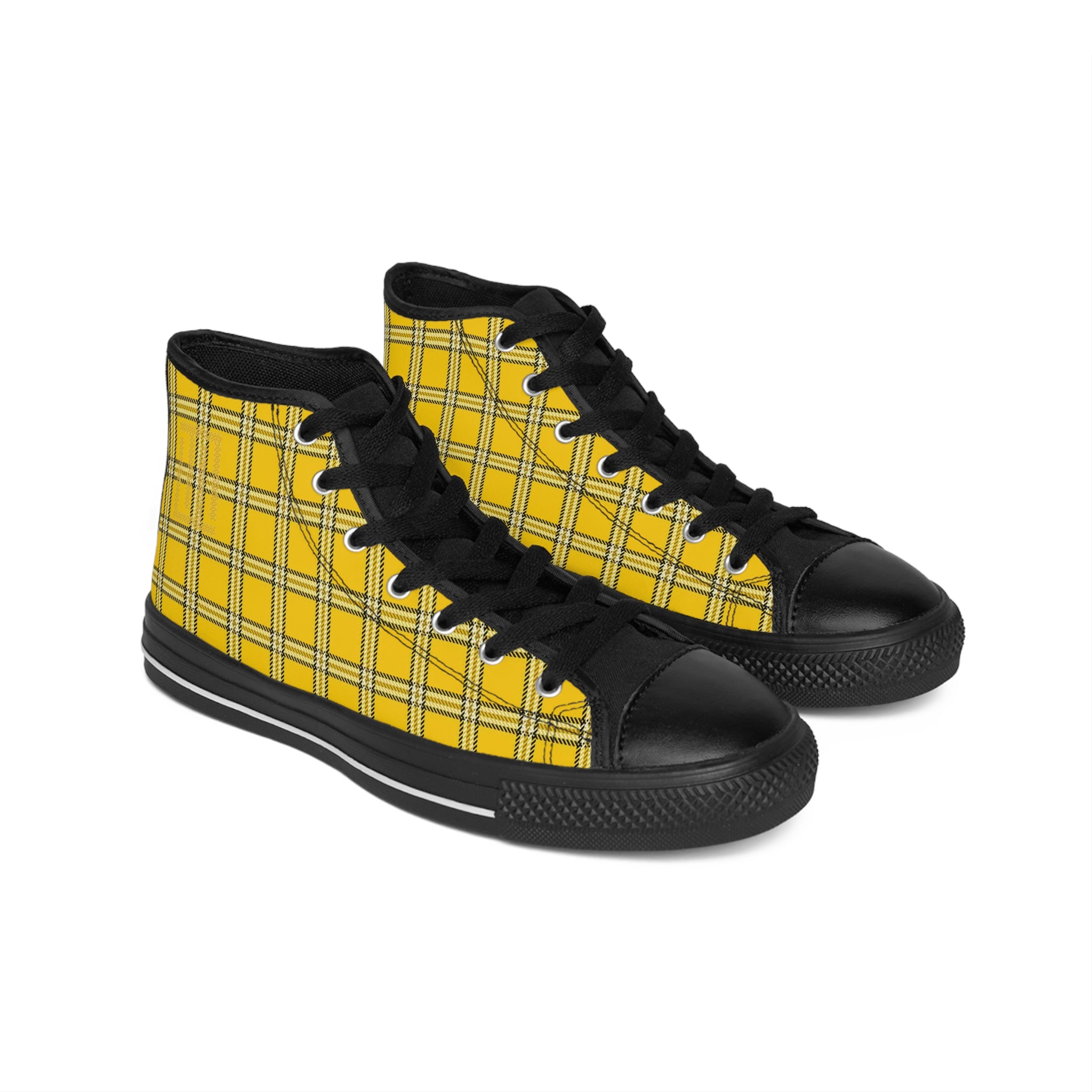 Fabled Fashion Yellow plaid Clueless pattern effect Women's Classic Sneakers