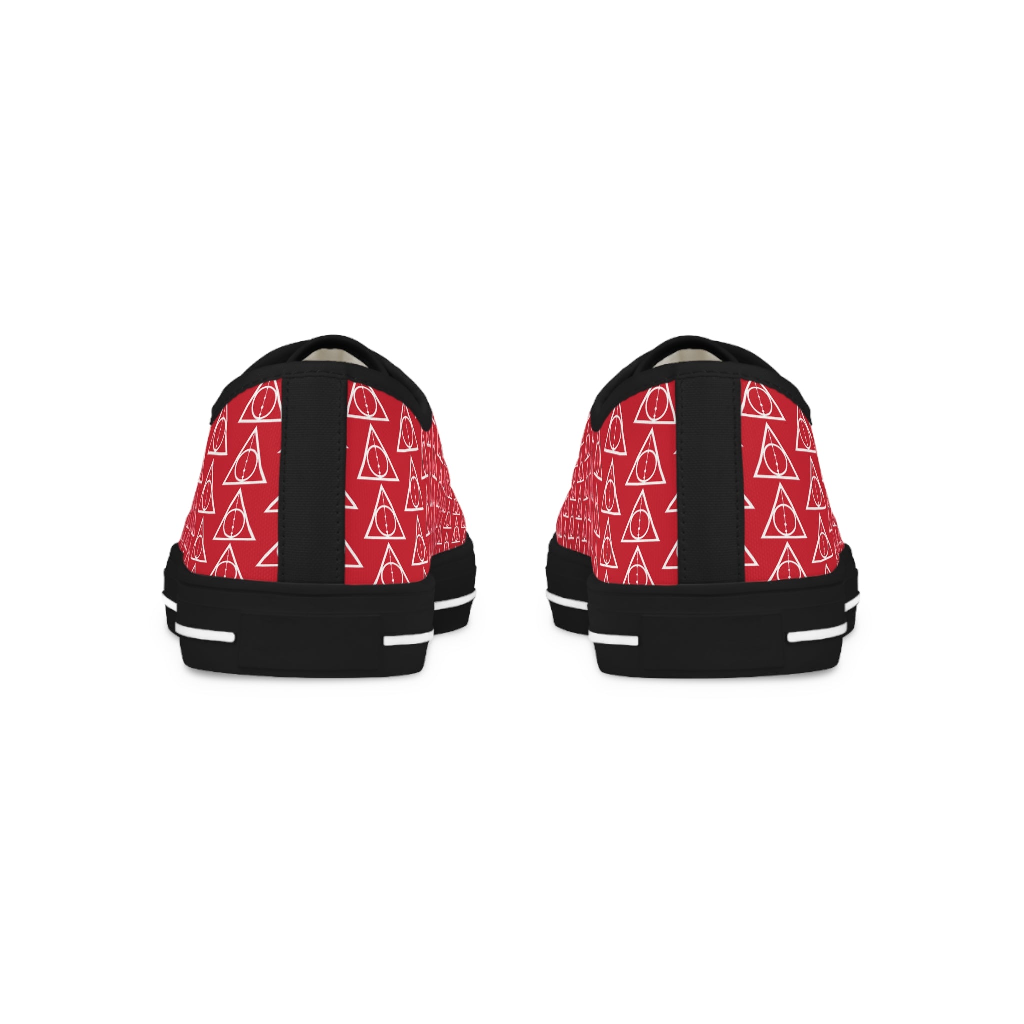 Harry Potter inspired Deathly Hallows logo Men's Low Top Sneakers Red
