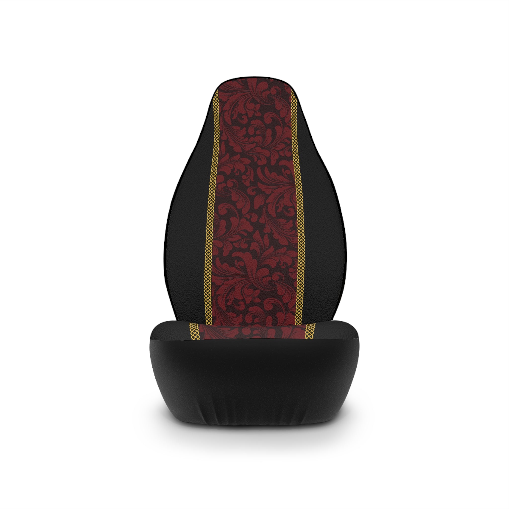 Fabled Fashion Red Damask Print with Celtic knot design Car Seat Covers