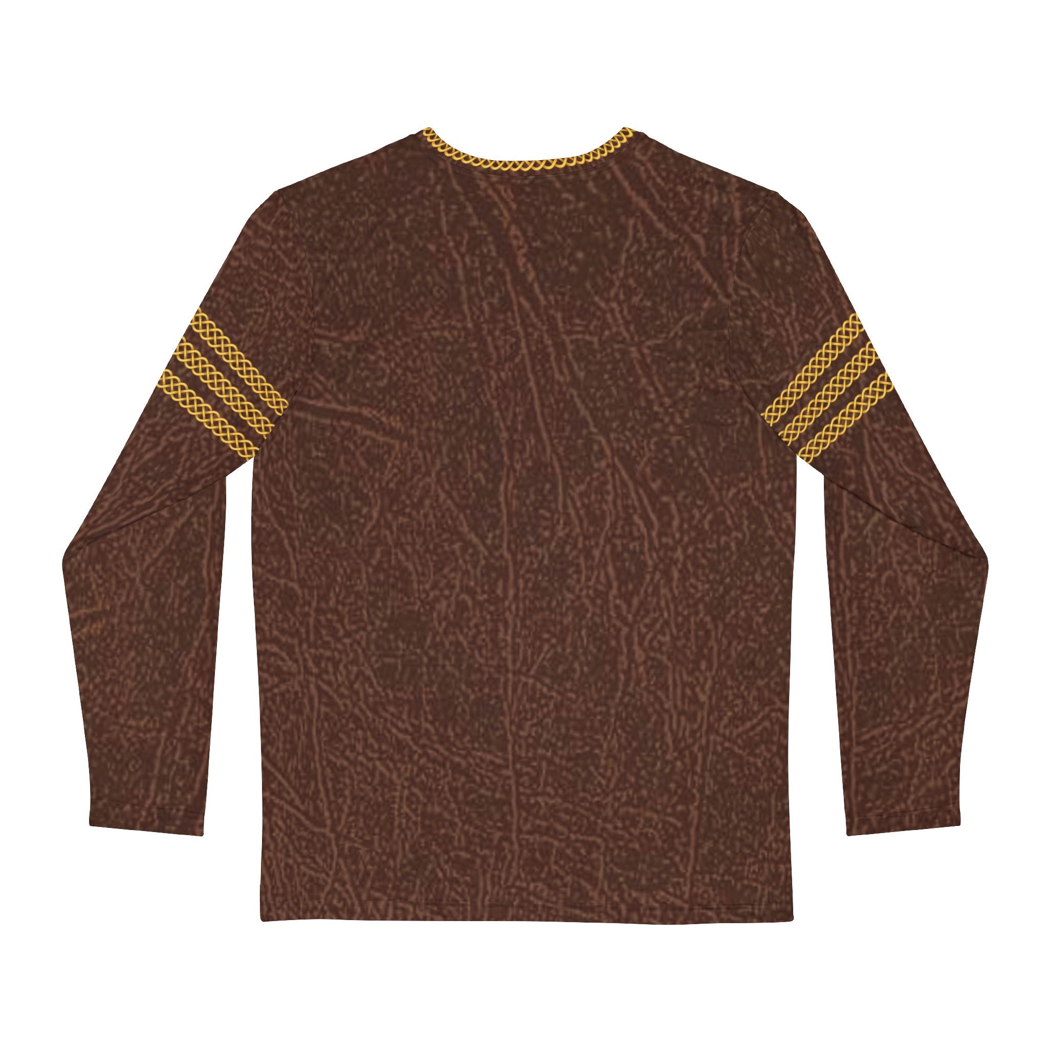 Fabled Fashion Men's Long Sleeve Triple Celtic chain Leather effect AOP Shirt