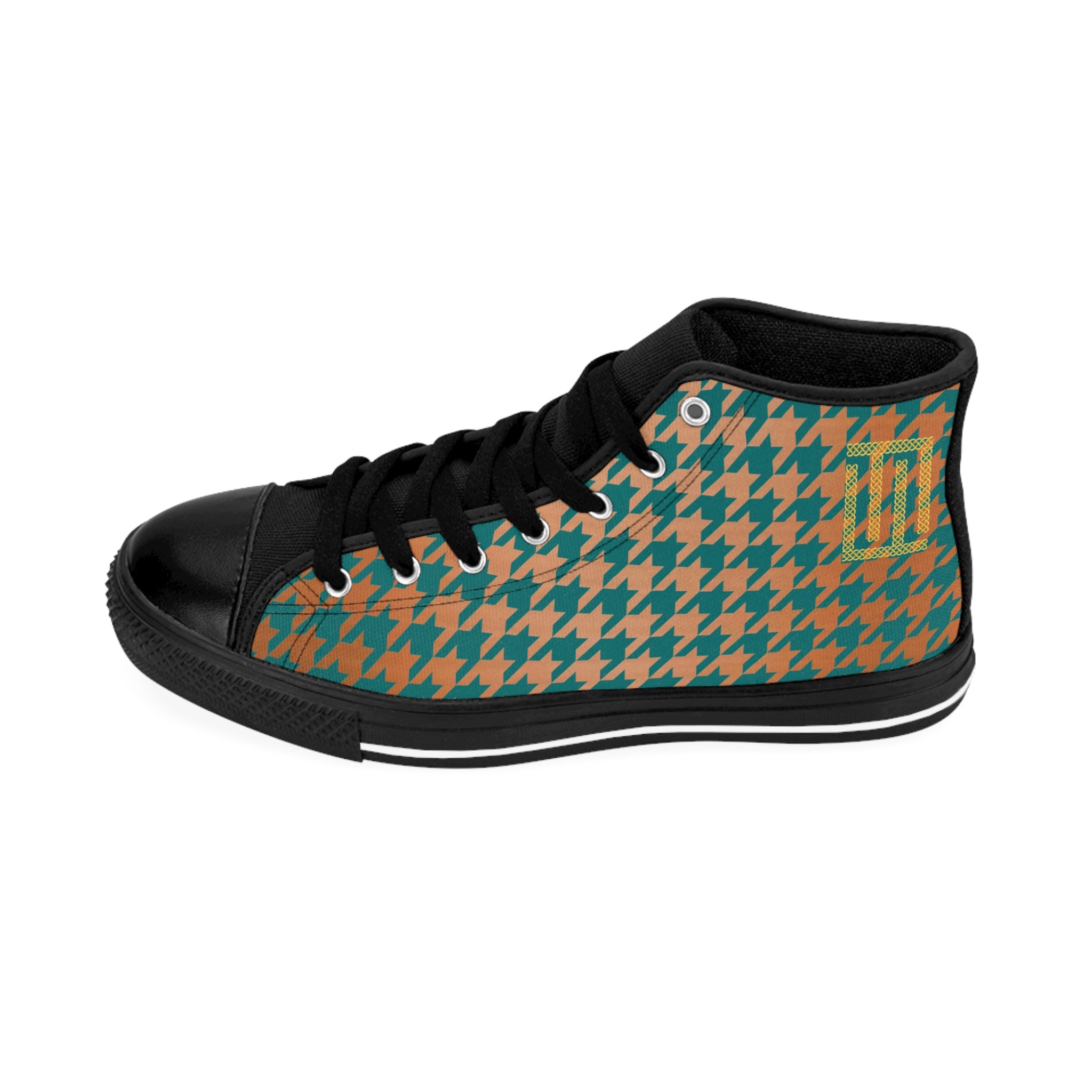 Fabled fashion Copper and Verdigris houndstooth Men's Classic Sneakers