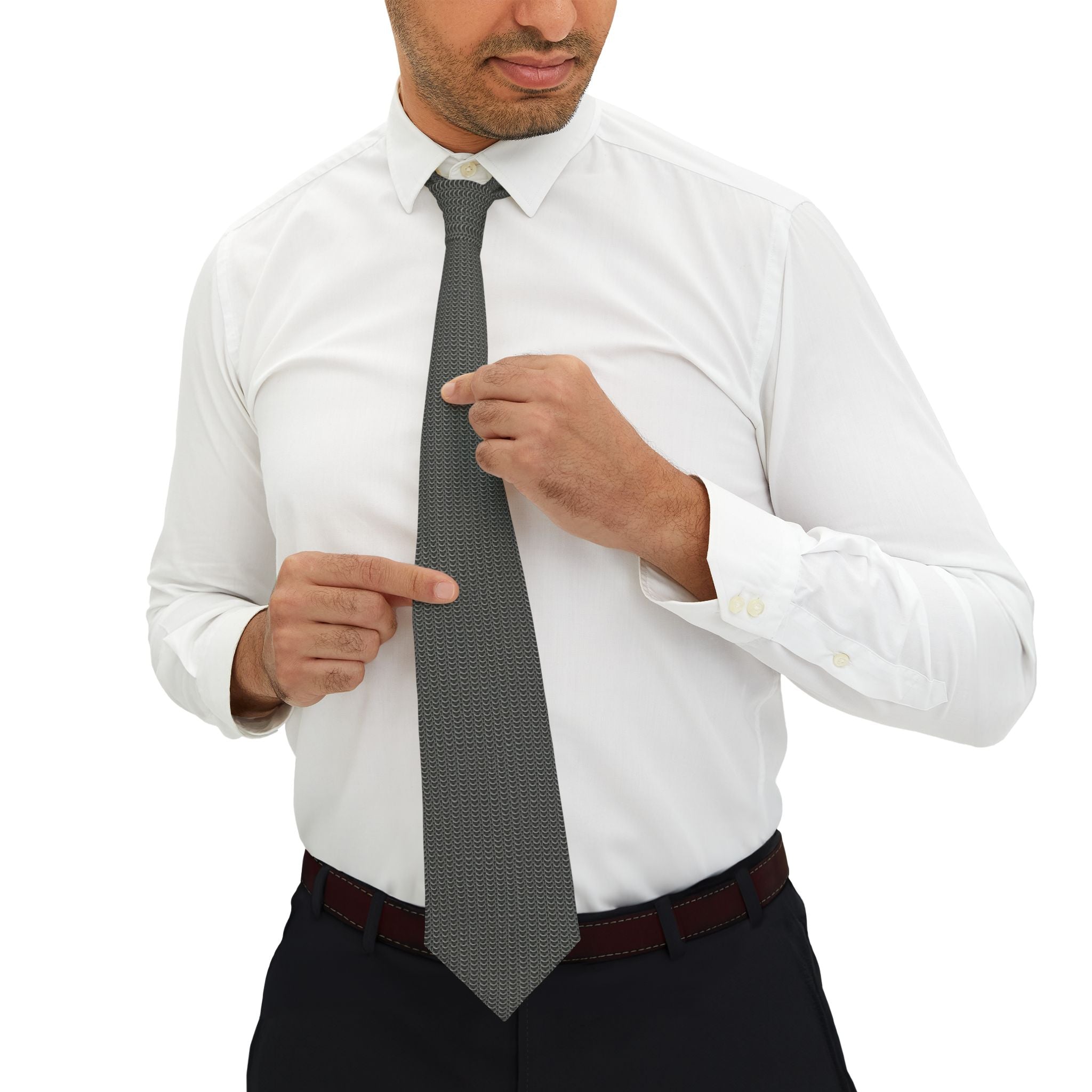 Chainmail effect Necktie – Classic Solid Formal Tie for Work, Weddings & Events