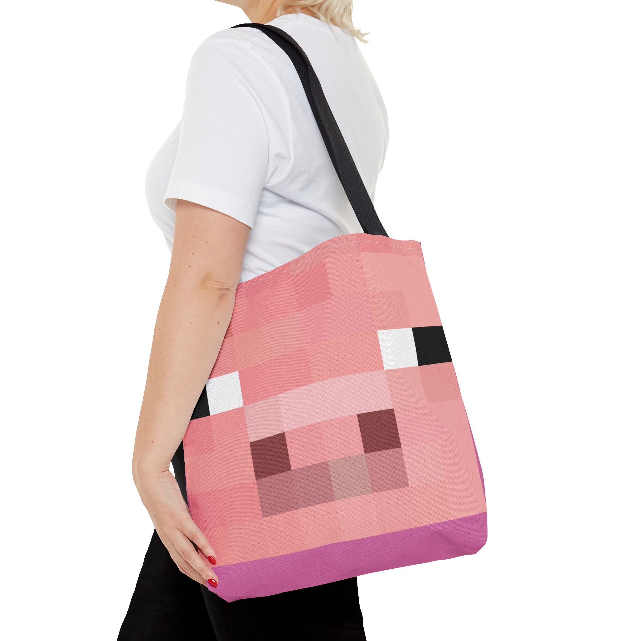 Minecraft inspired Pig Tote Bag (AOP) Perfect for  Halloween