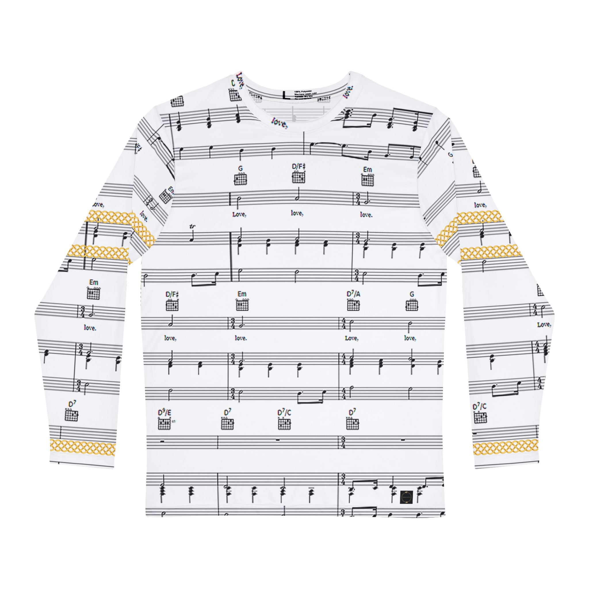 Fabled Fashion Men's Long Sleeve Musical stave / All you need is love Celtic chain effect AOP Shirt