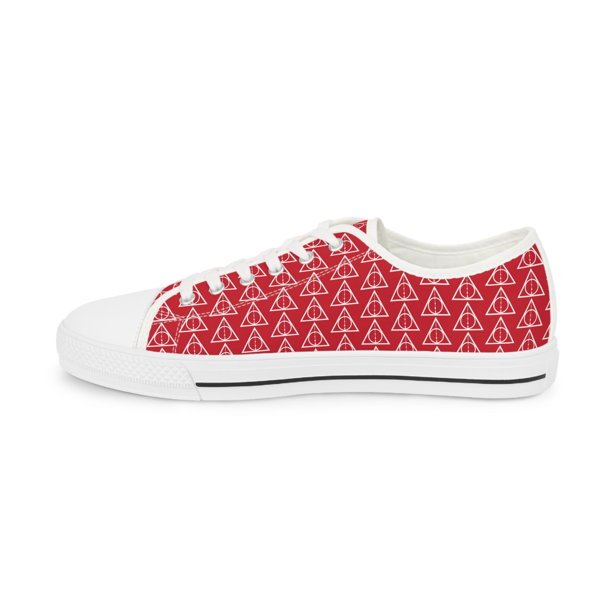 Harry Potter inspired Deathly Hallows logo Men's Low Top Sneakers Red
