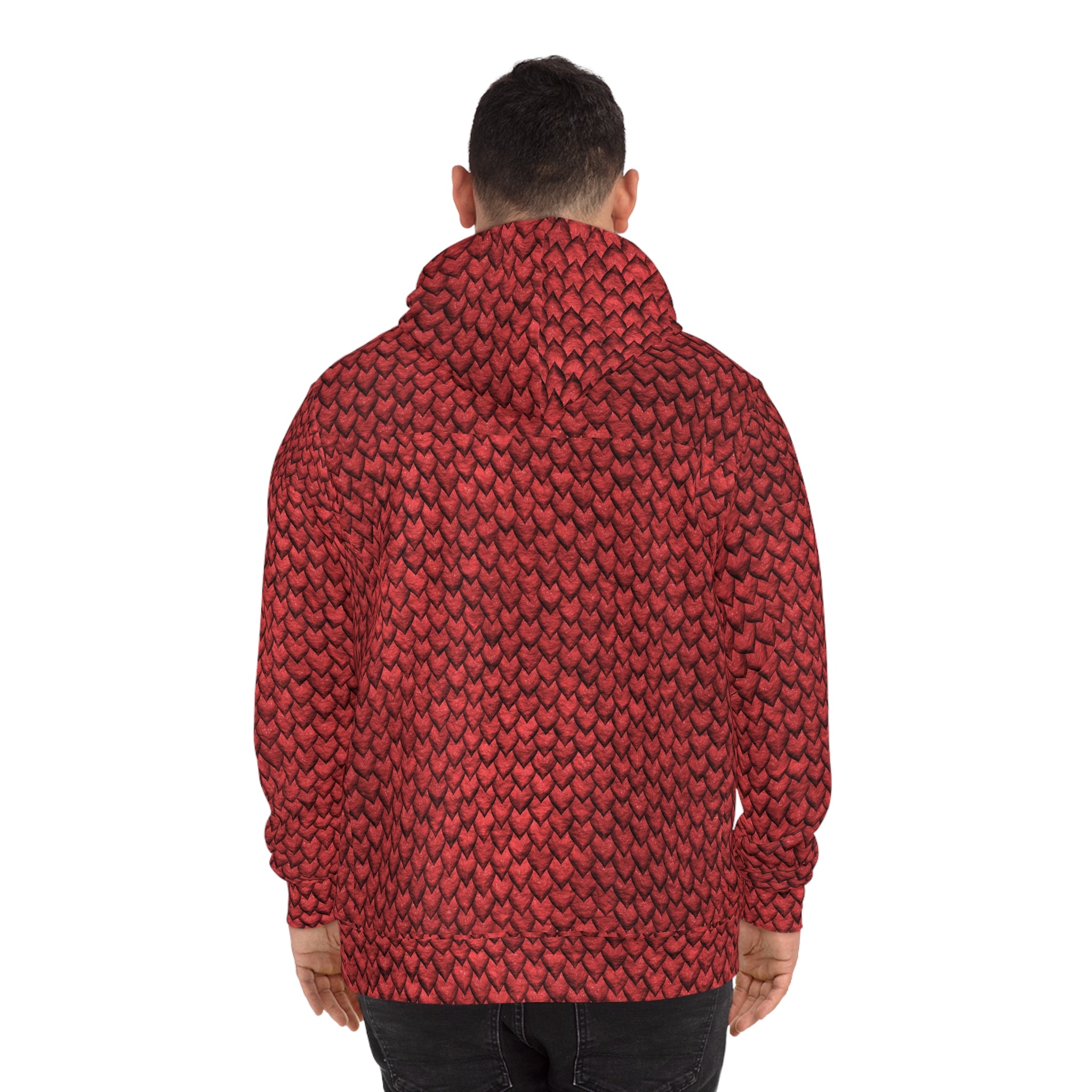 Fabled Fashion Red Dragon skin effect Unisex Hoodie (AOP)