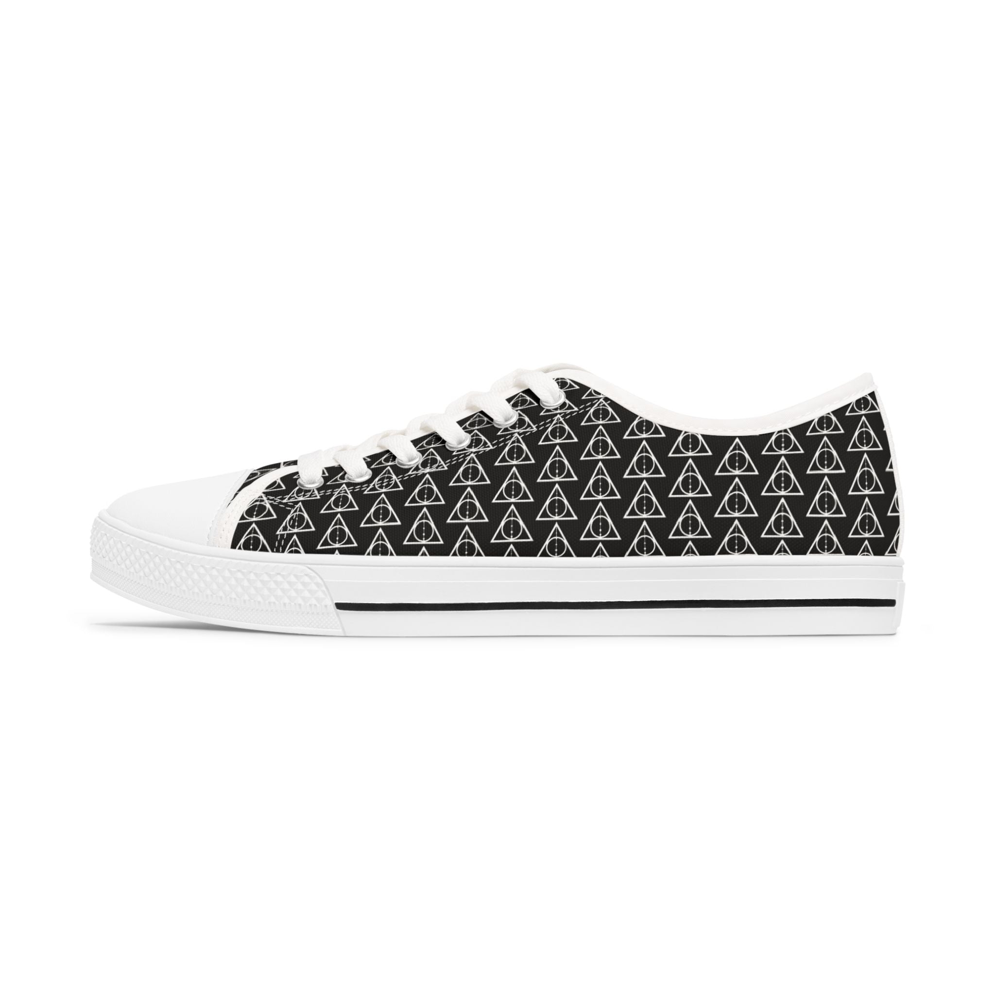 Harry Potter inspired Deathly Hallows Logo Women's Low Top Sneakers (Purple)