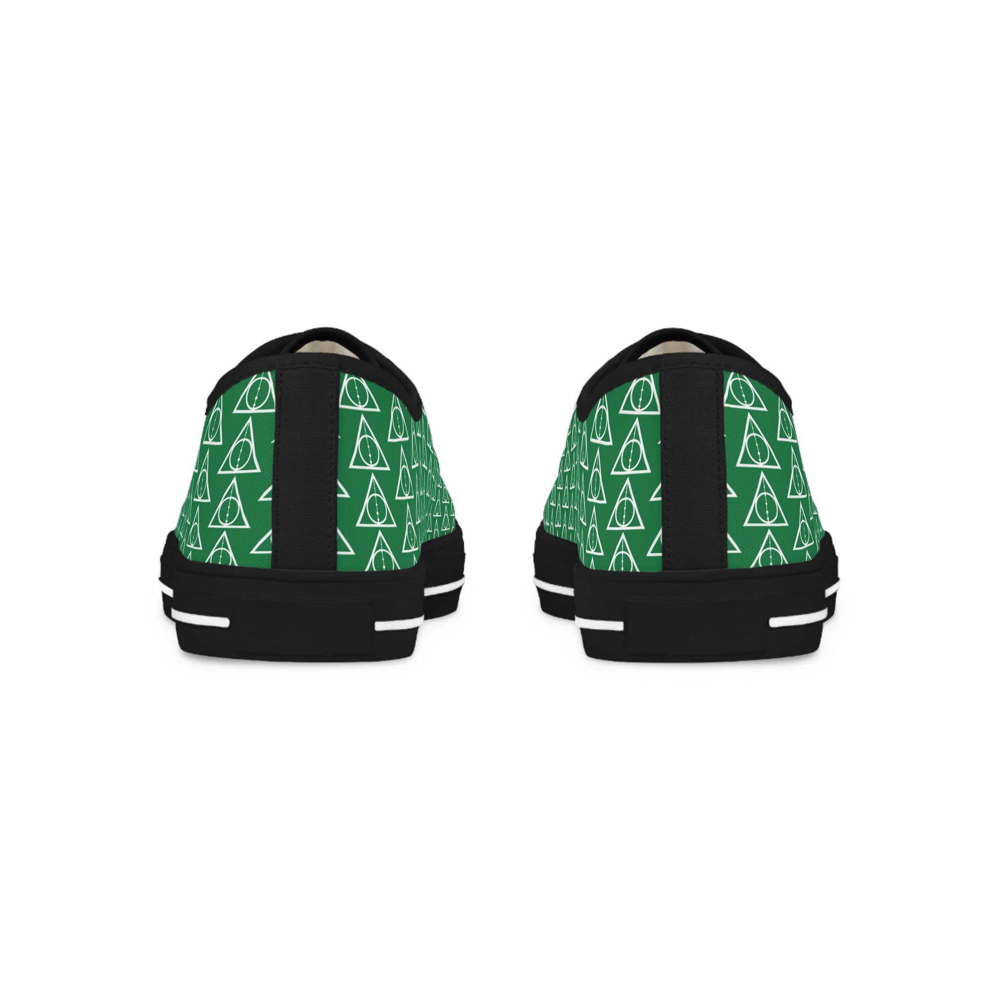 Harry Potter inspired Deathly Hallows logo Men's Low Top Sneakers Green
