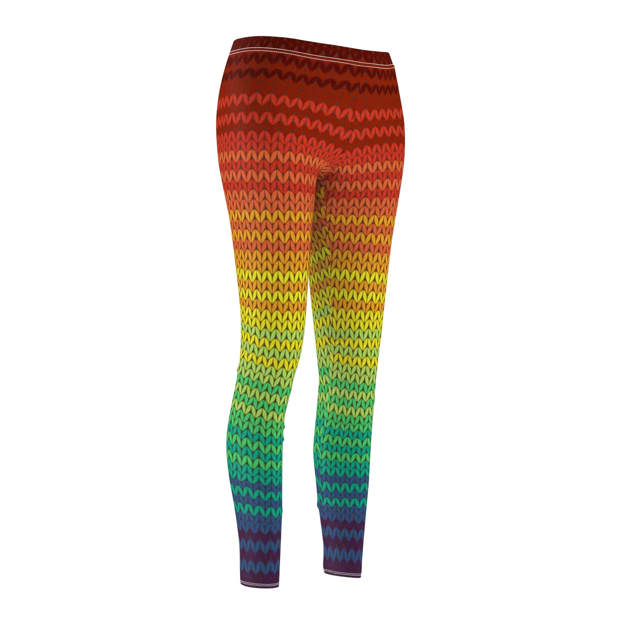 Fabled Fashion Mexican Poncho knit effect Women's Cut & Sew Casual Leggings (AOP)