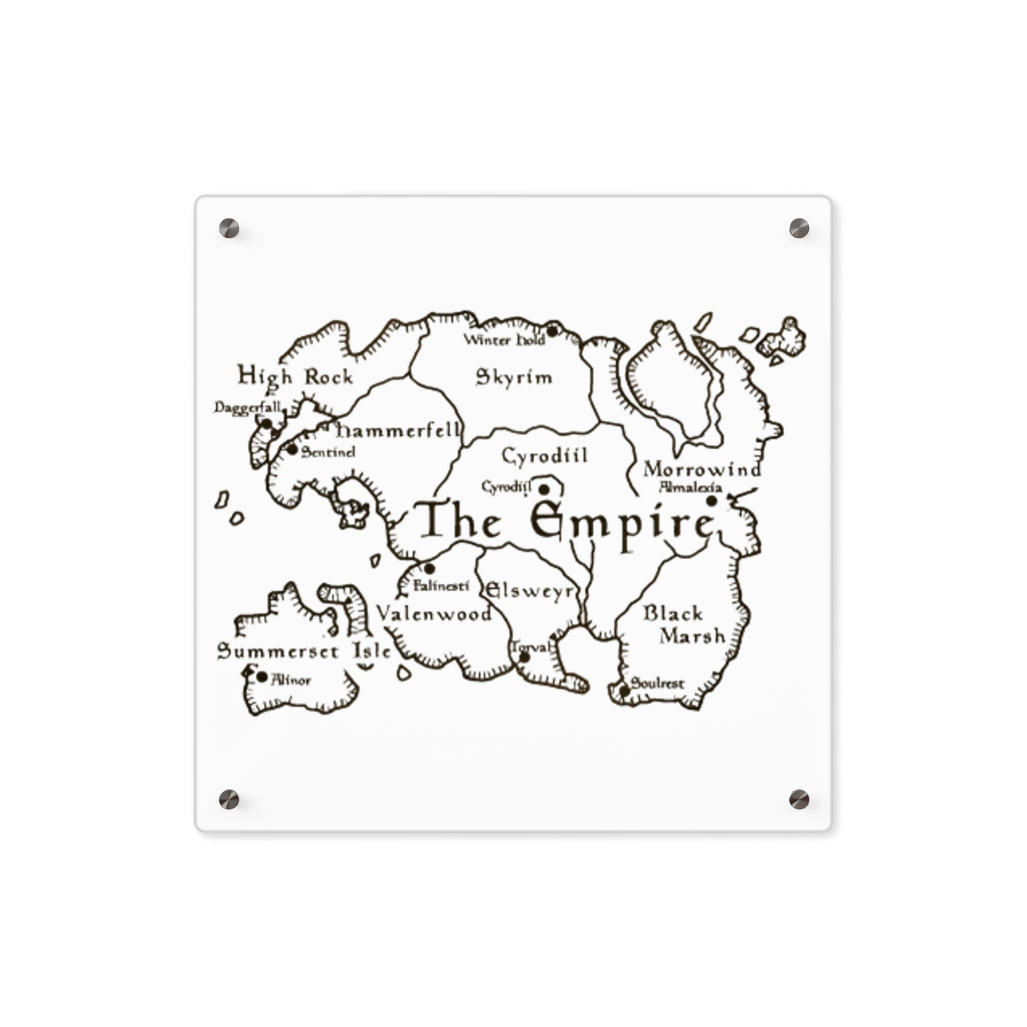 Tamriel map Dragonborn Skyrim Acrylic Wall Art Panels