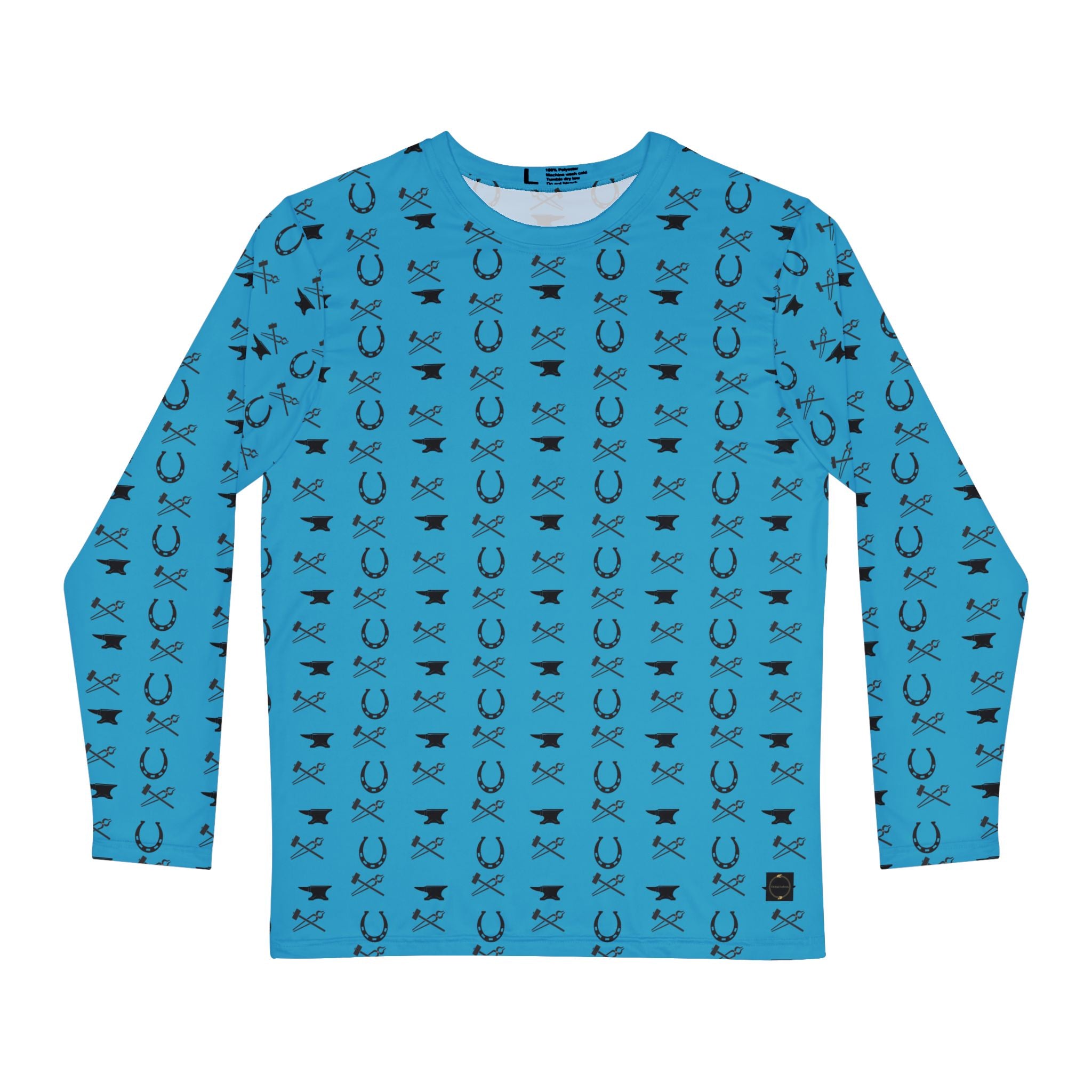 Fabled Fashion Men's Long Sleeve Blacksmith tools pattern AOP Shirt (Hammer/Tongs/Anvil/Horseshoe)