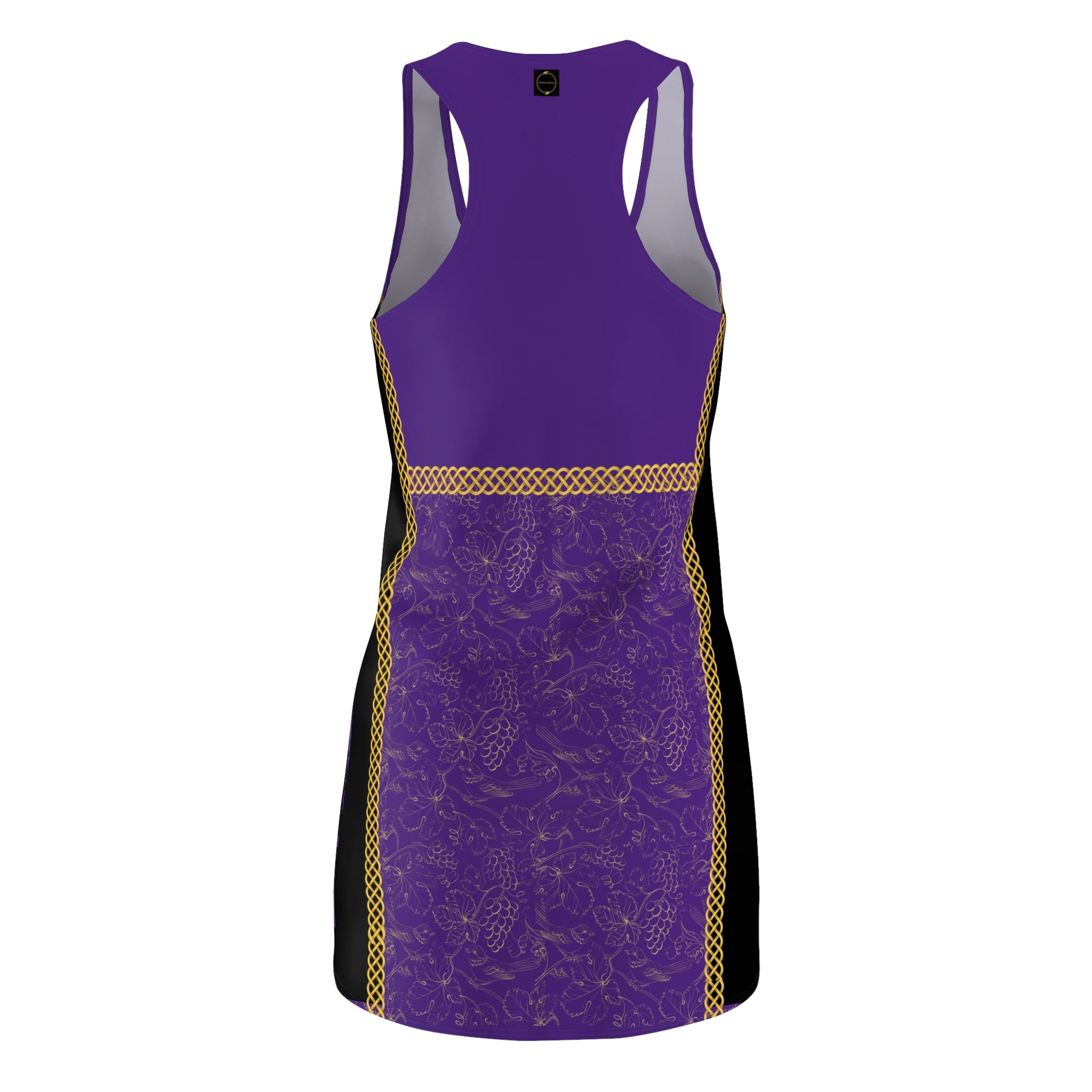 Fabled Fashion Purple Grapes and Celtic Knot effect Women's Cut & Sew Racerback Dress (AOP)