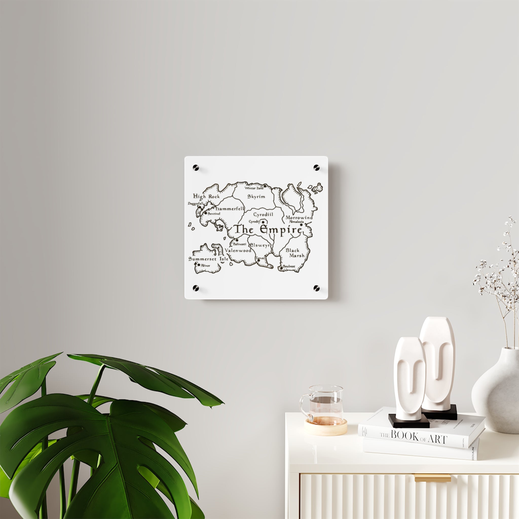 Tamriel map Dragonborn Skyrim Acrylic Wall Art Panels