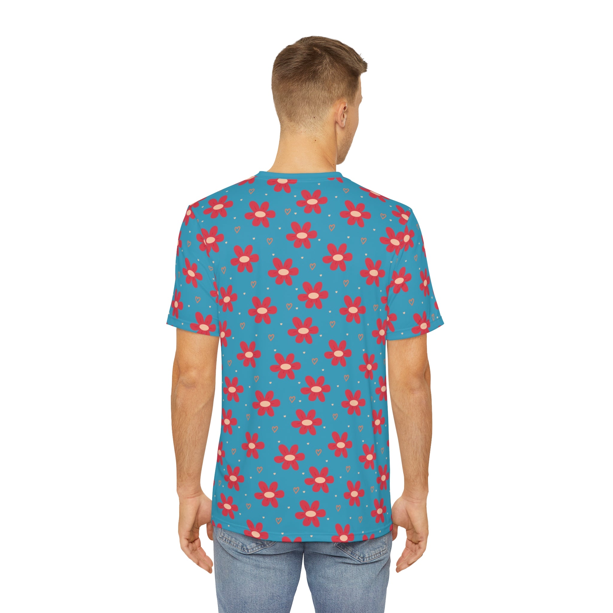 Fabled Fashion Flowerprint series blue/pink Men's Polyester Tee (AOP)