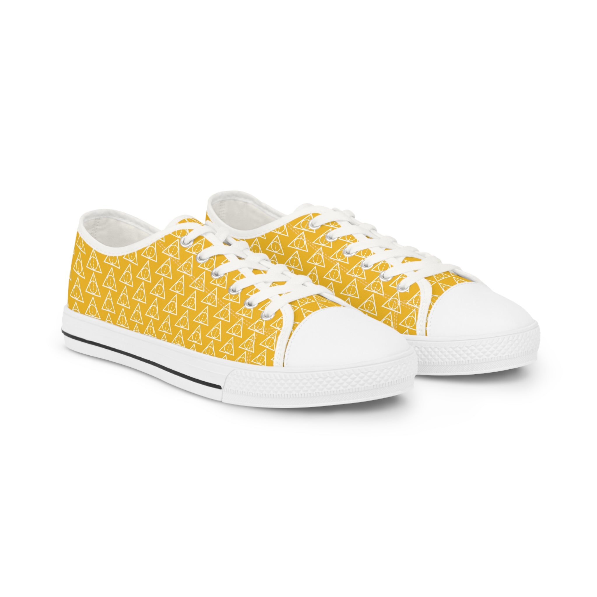 Harry Potter inspired Deathly Hallows logo Men's Low Top Sneakers Yellow