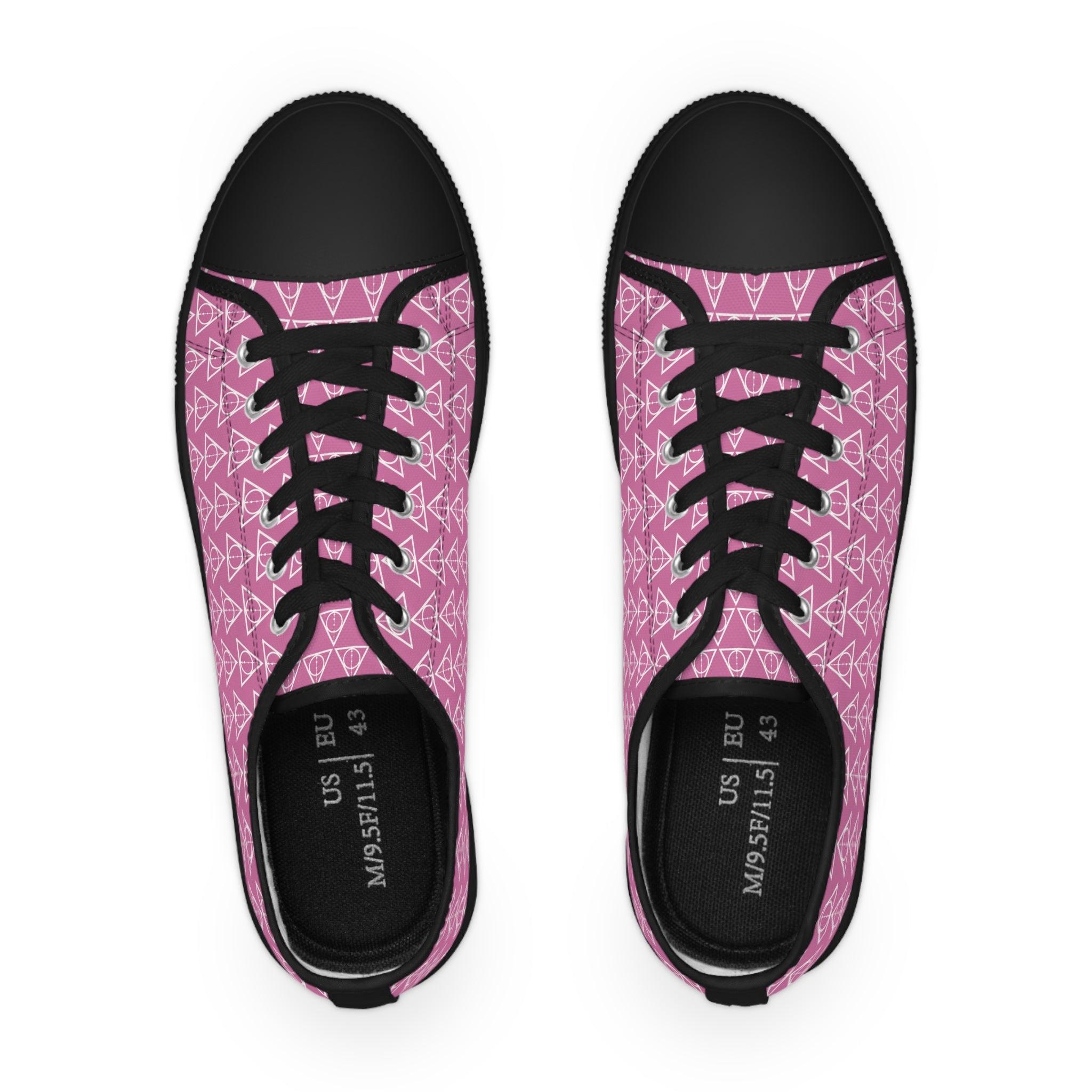 Harry Potter inspired Deathly Hallows logo Men's Low Top Sneakers Light Pink