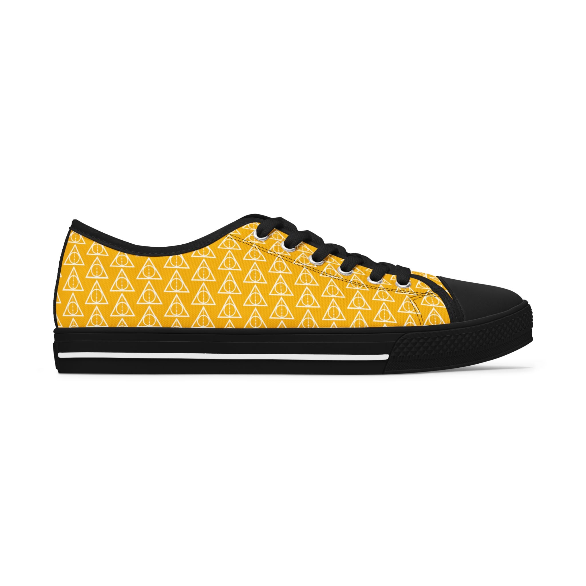 Harry Potter inspired Deathly Hallows Logo Women's Low Top Sneakers Yellow