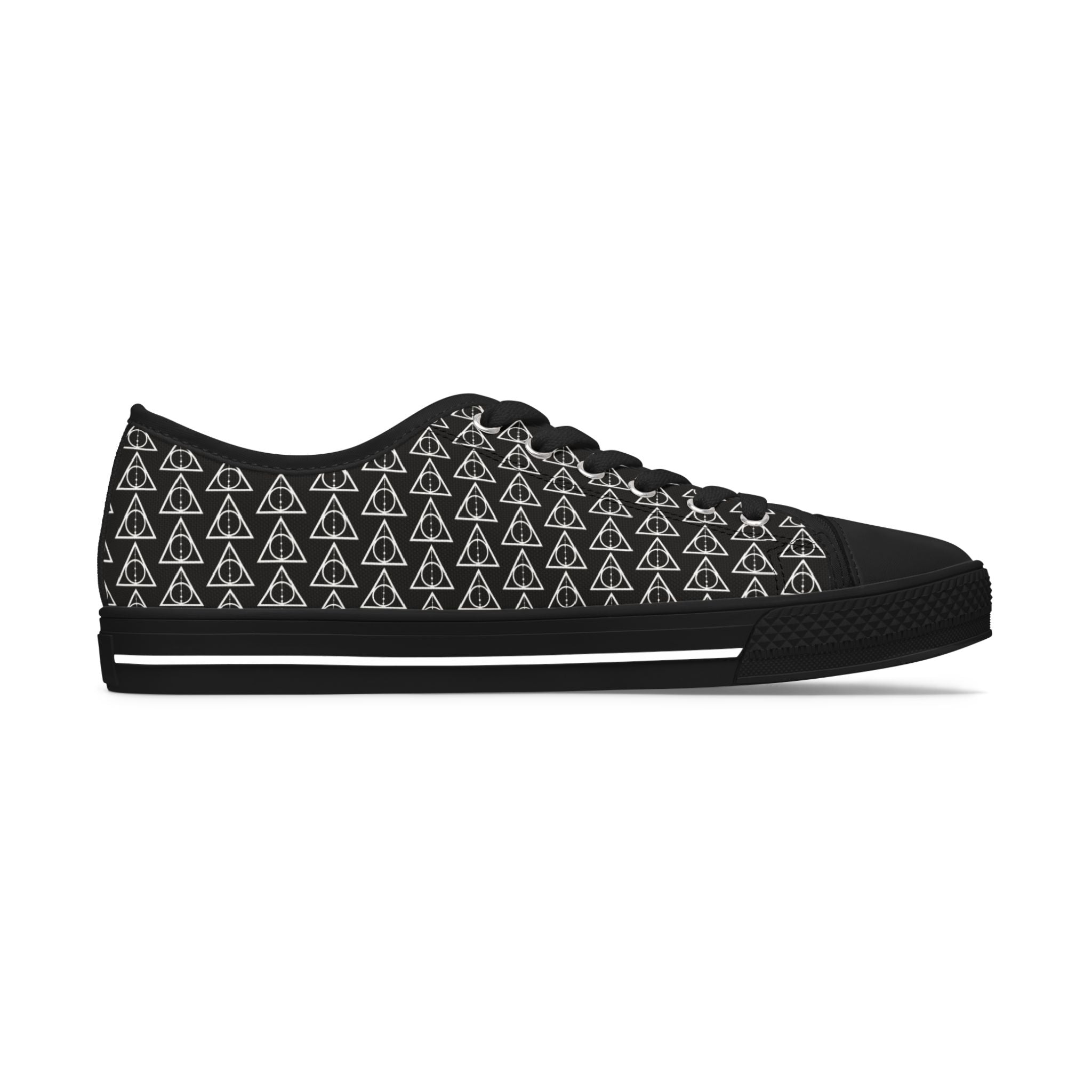 Harry Potter inspired Deathly Hallows Logo Women's Low Top Sneakers (Purple)