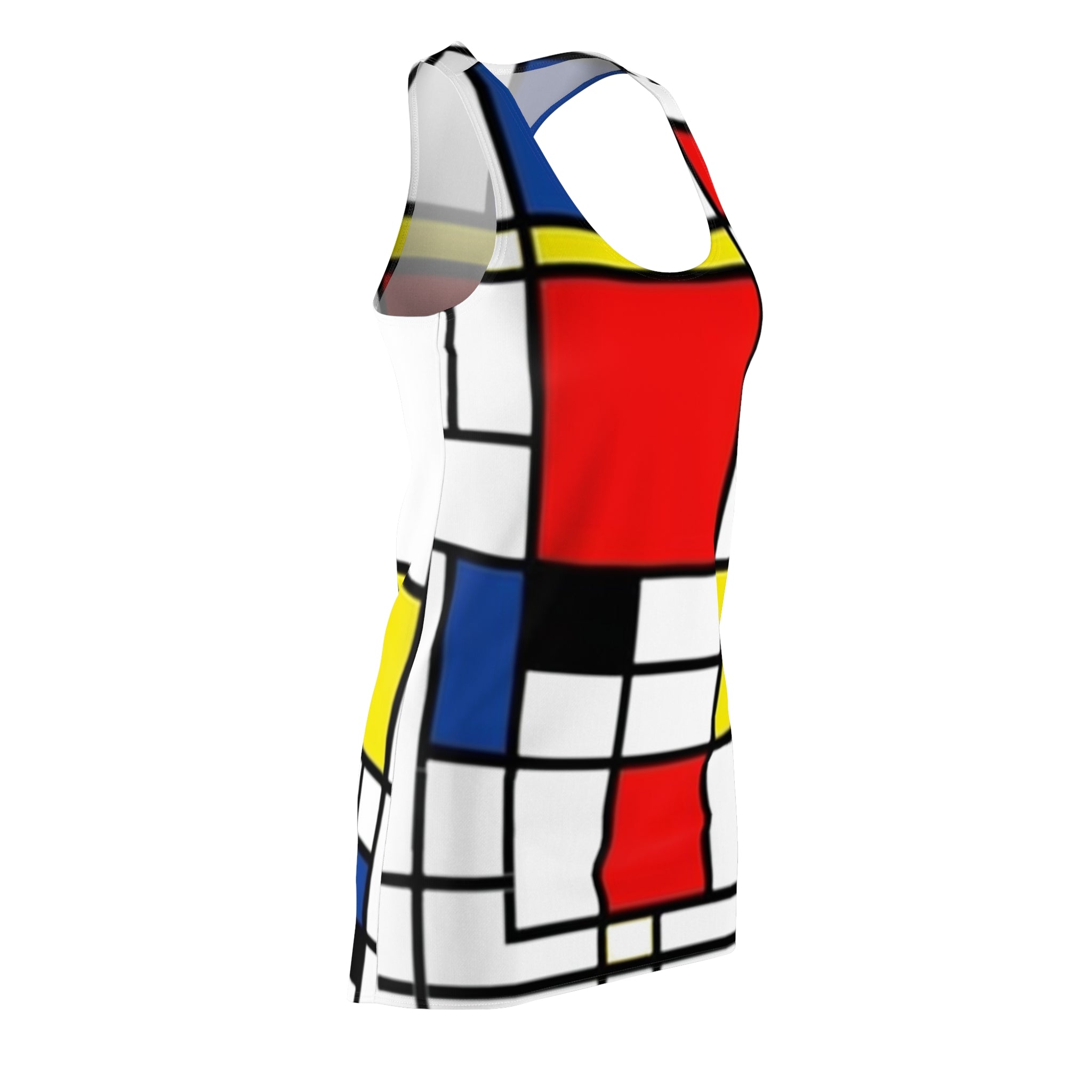 Fabled Fashion Piet Mondrian pattern Women's Cut & Sew Racerback Dress (AOP) inspired by Vivian in Pretty Wom
