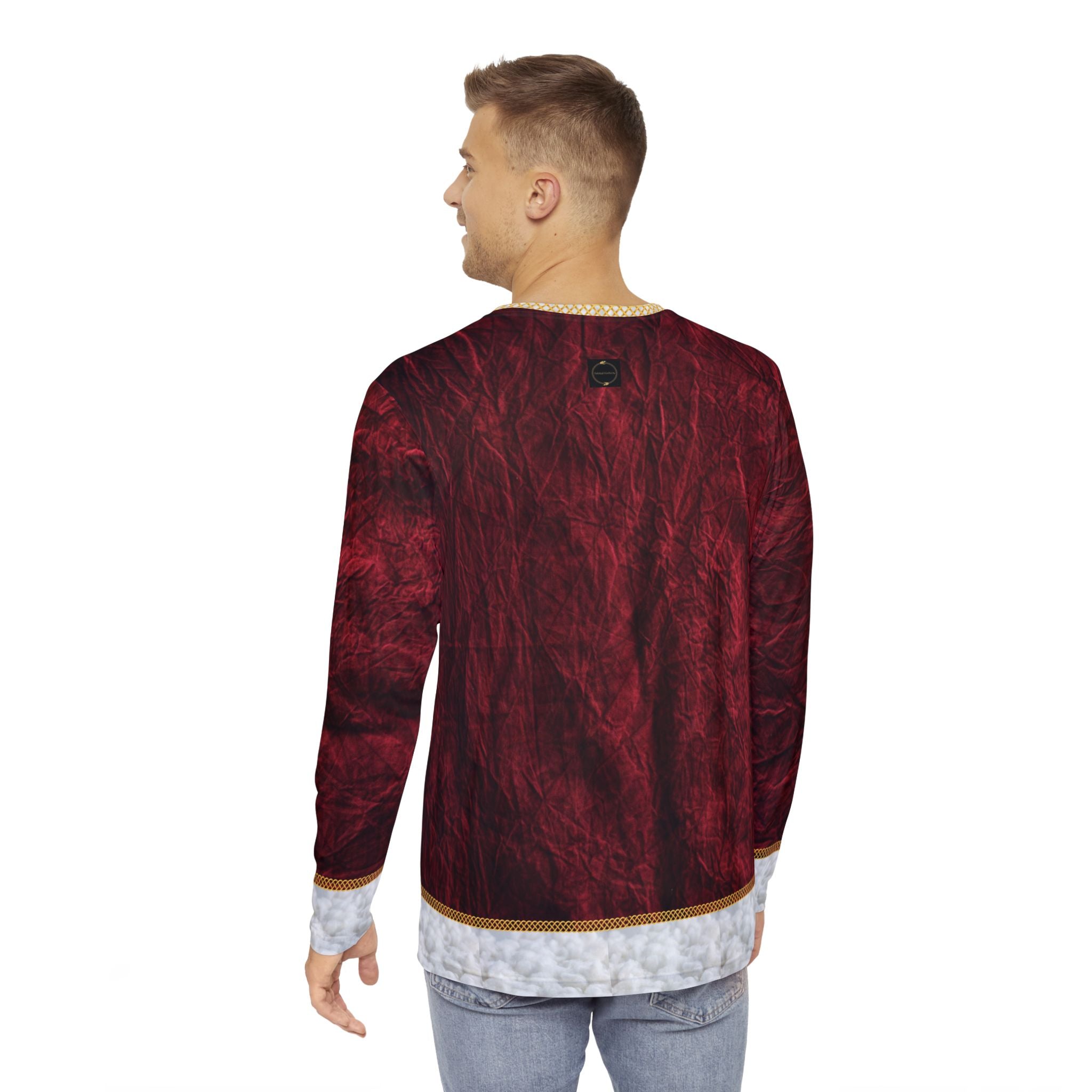 Fabled Fashion Men's Long Sleeve Celtic knot effect Santa Clause Christmas AOP Shirt