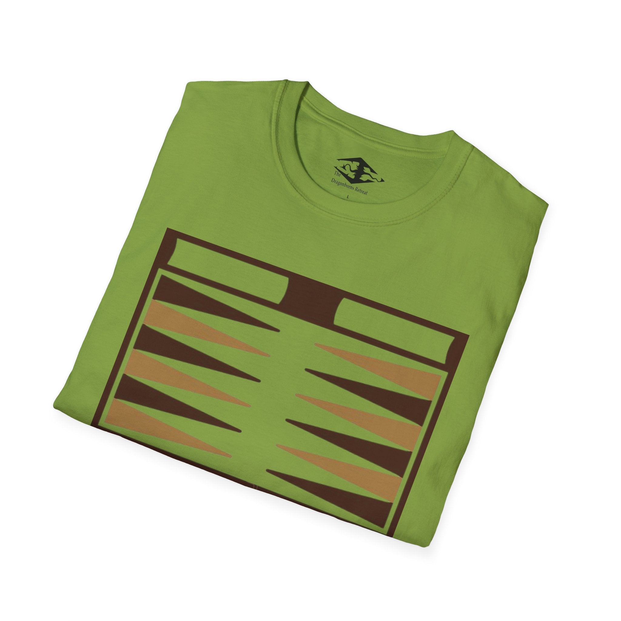 Travel Backgammon Board Unisex Softstyle T-Shirt (pieces not included)